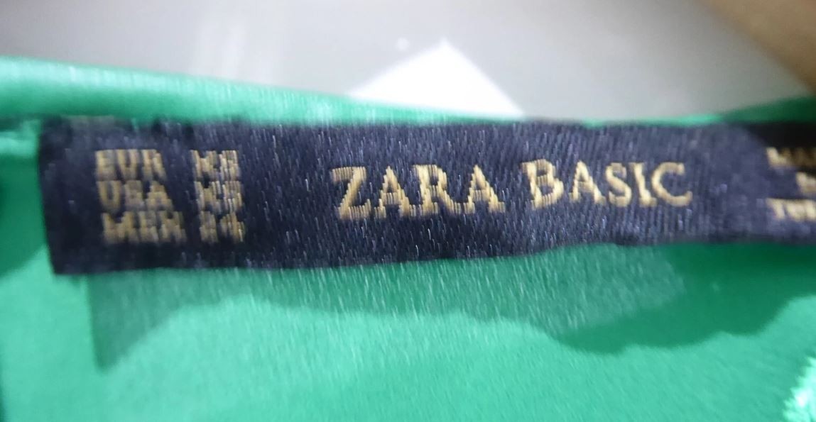 ZARA green top with faux leather trims Size XS Size 6 8 10 approx
