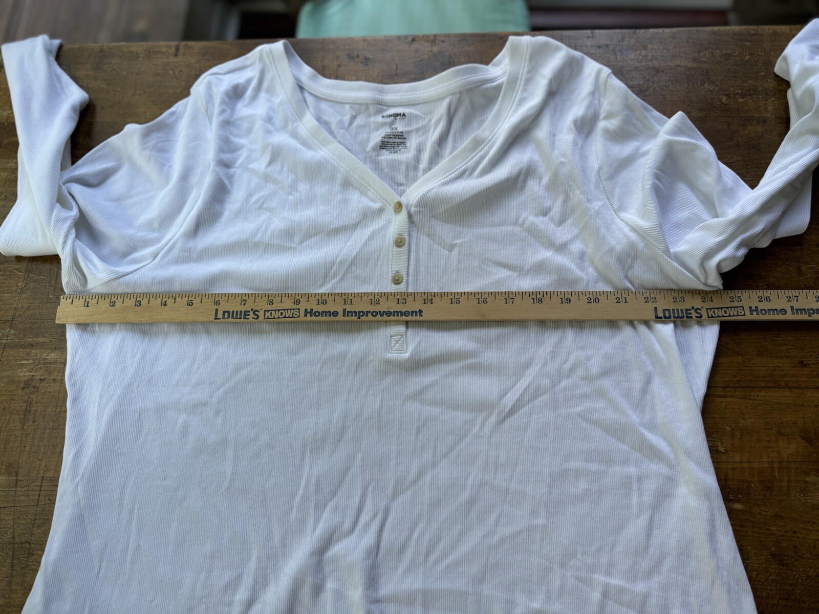 Sonoma Ribbed Henley Cotton Knit Top Shirt White Cotton Spandex Size 3X New