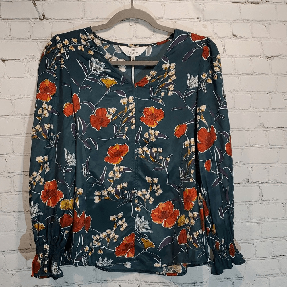 La Roque Julia top in largo floral pattern NWT