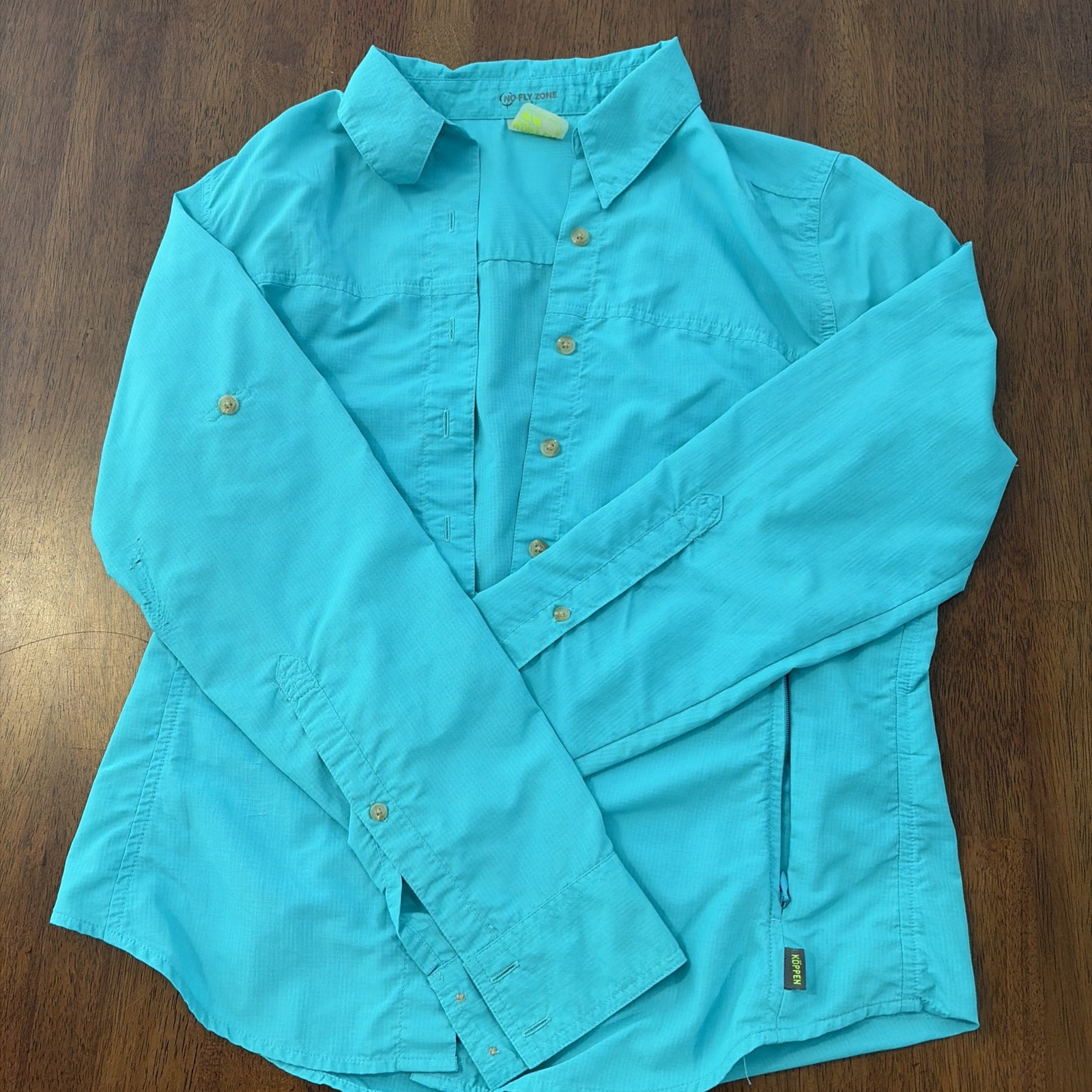 Koppen Womens S Green Long Sleeve Active Wear Hiking Shirt (w/snag on sleeve)
