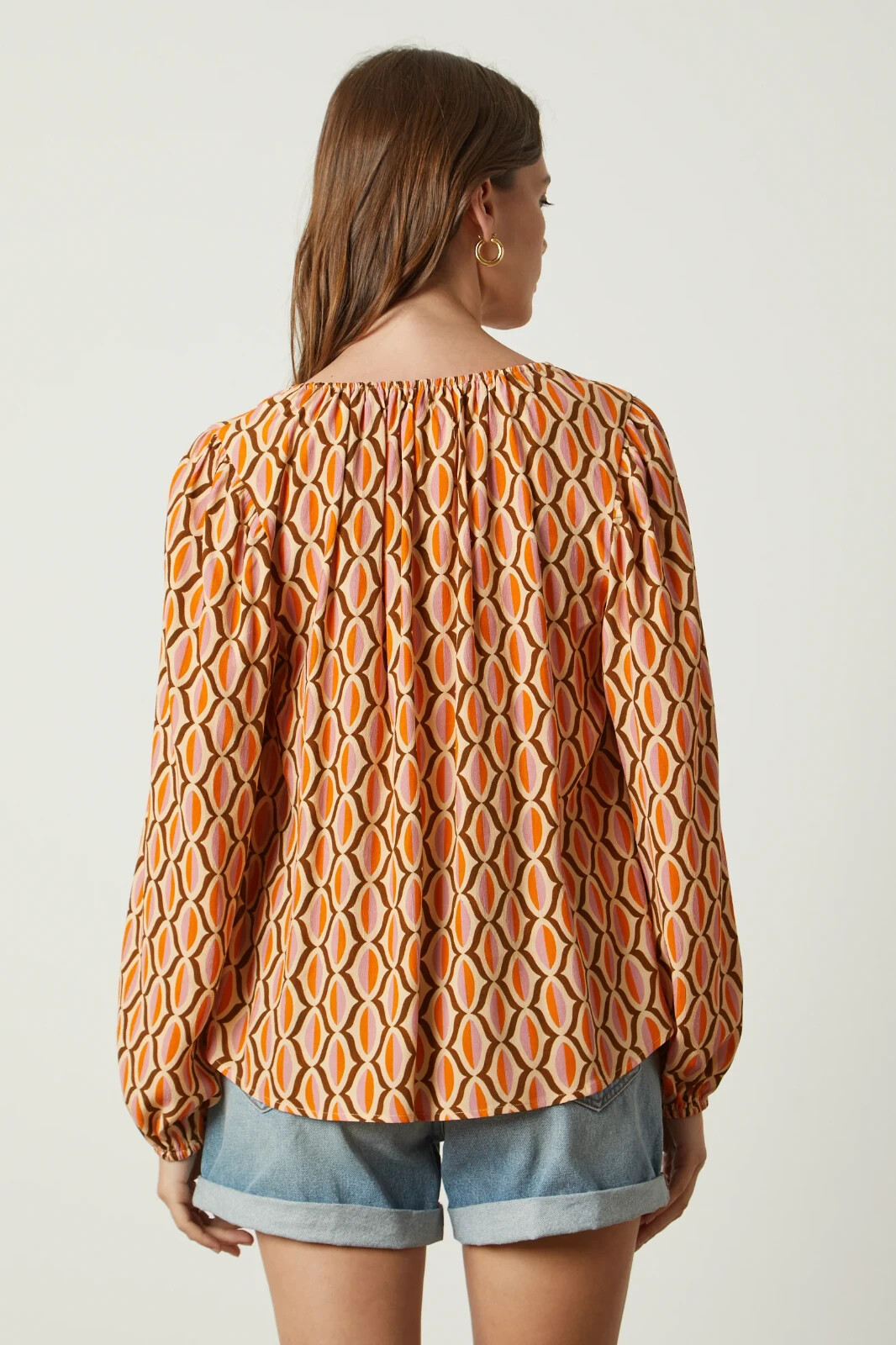 VELVET By Graham & Spencer Laura Printed Boho Top Blue M $189 F5