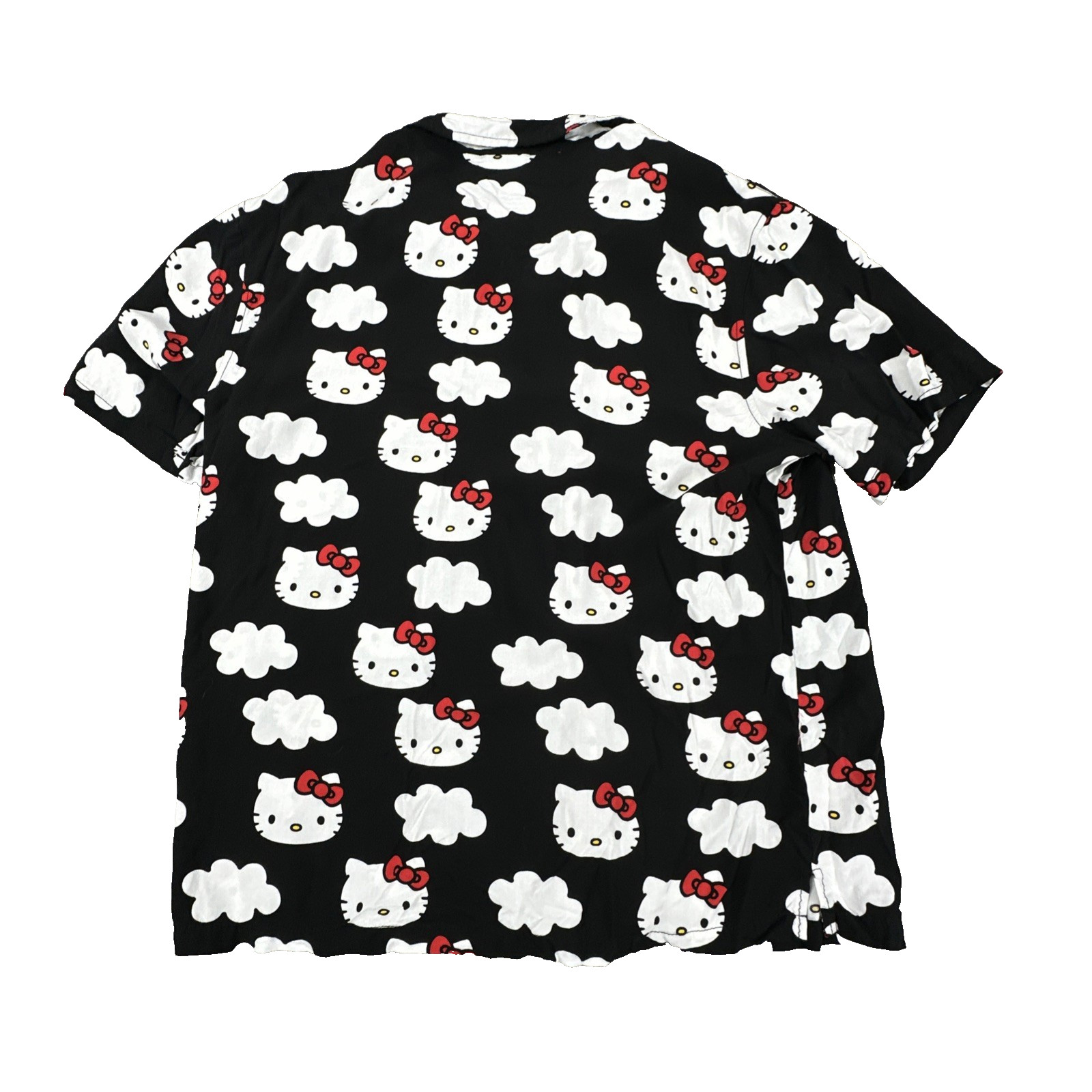 Hello Kitty Women’s Button Up Blouse Black Cloud Print Size L