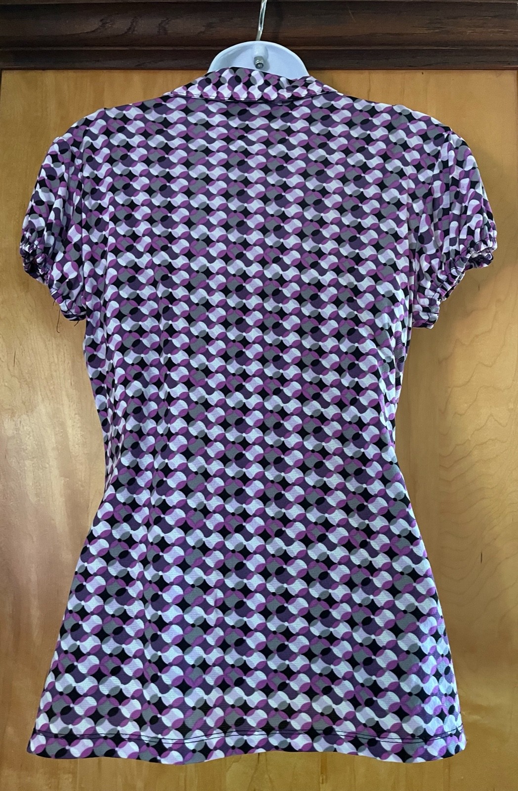 WOMENS STYLE & CO. PURPLE GEOMETRIC PRINT BLACK TANK TOP CAP SLEEVE BLOUSE SET M