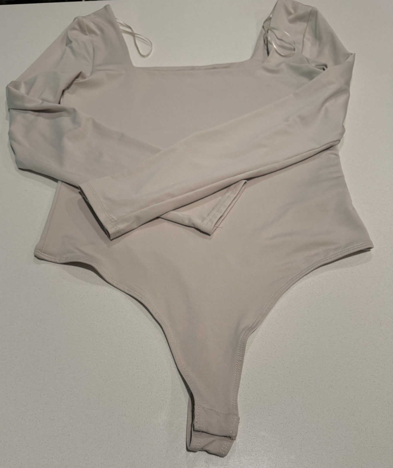 Couture, Beige Square Neck, Bodysuit, Size Xl