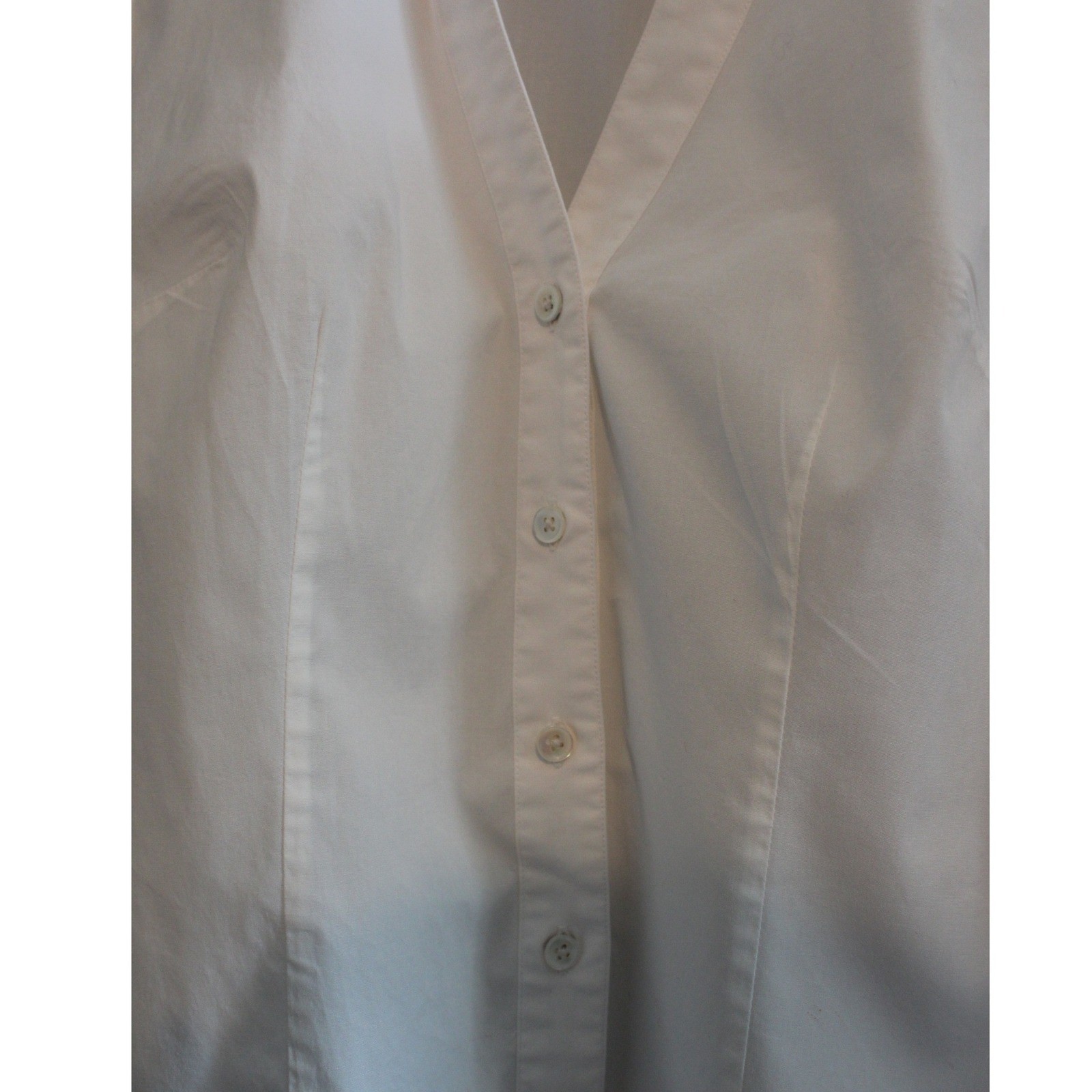 Ann Taylor Button Down Shirt Womens 8 White Good 3/4 Sleeve Blouse