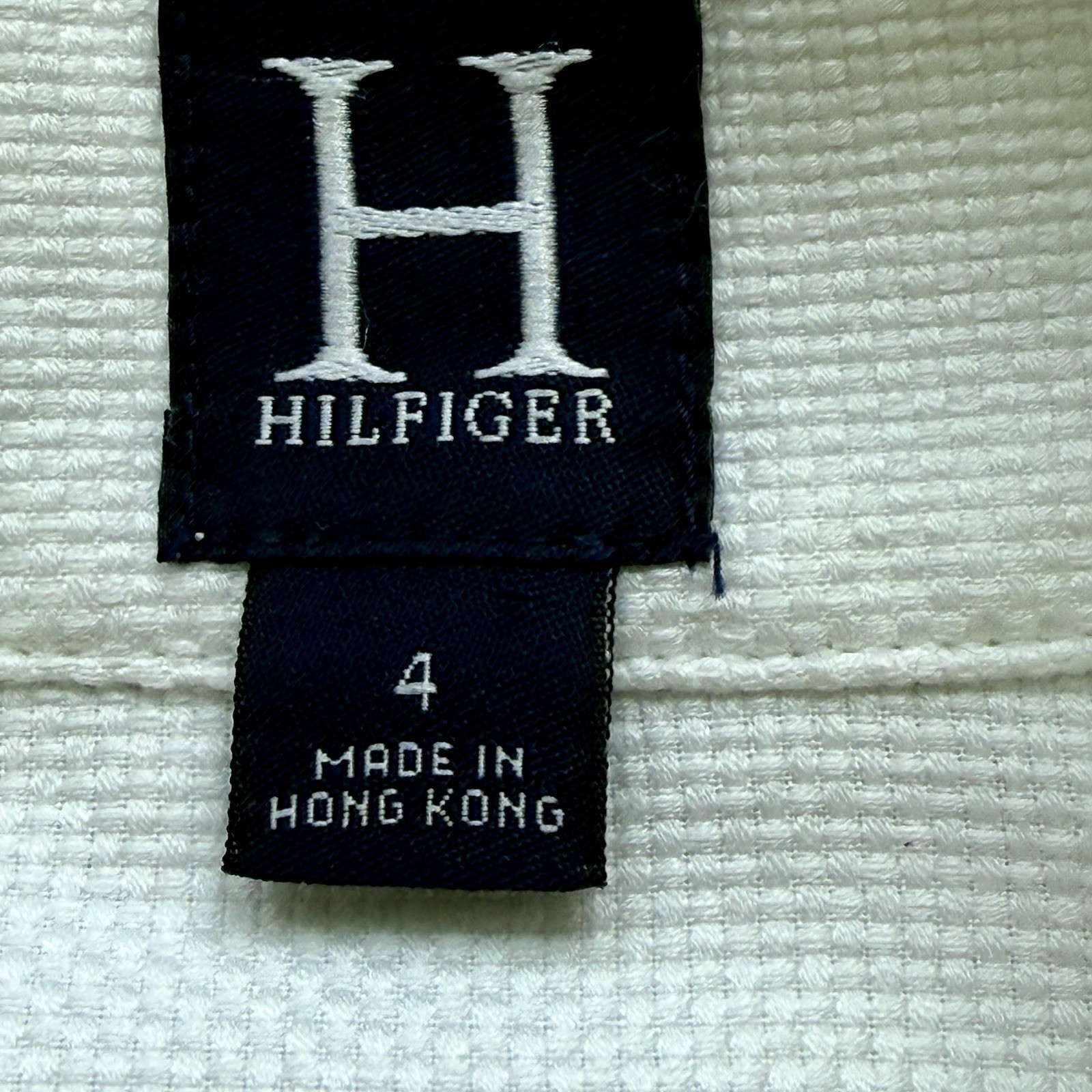 Vintage 2004 Hilfiger White Textured Multi Color Button Front Shirt Blouse Y2k 4