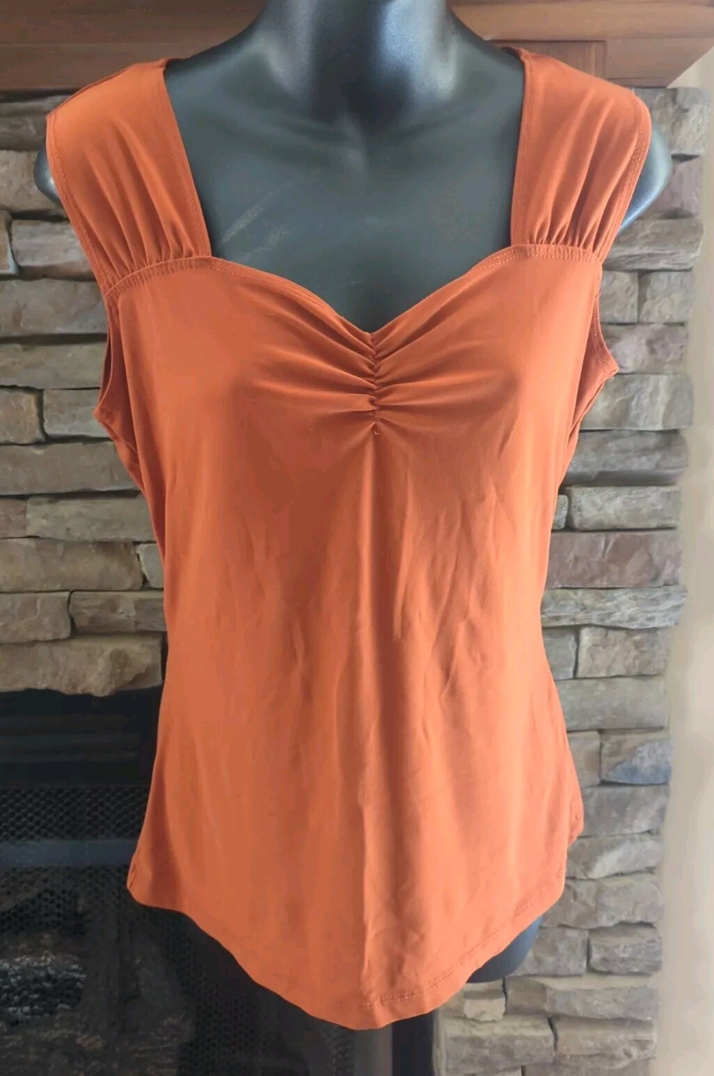 Vintage 90’s Suzie in the City Pullover Sz S Rust Orange Top Stretch Sexy Neck