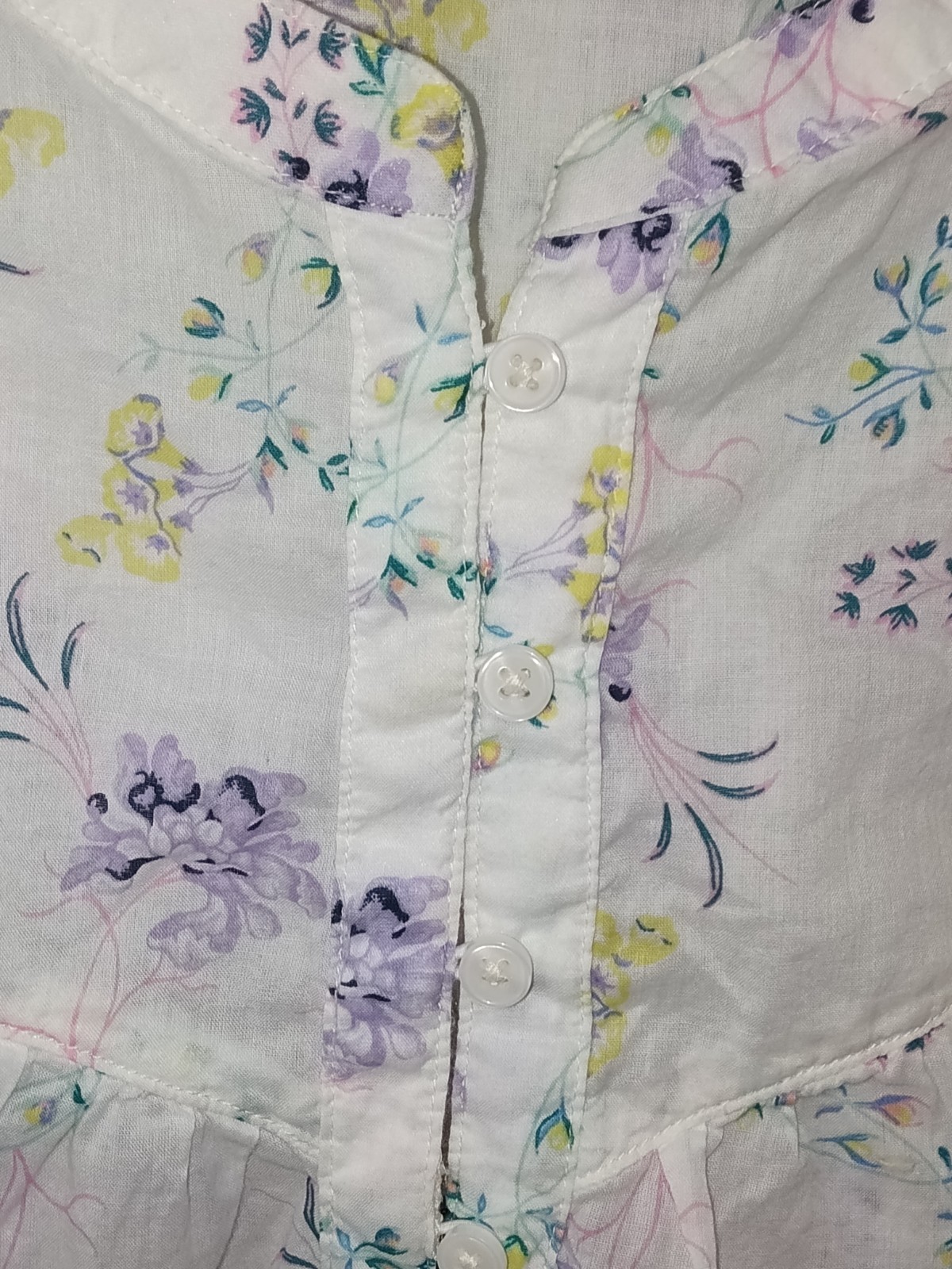 NWT Scoop M White Floral Lightweight Babydoll Balloon Sleeve Top Cottagecore