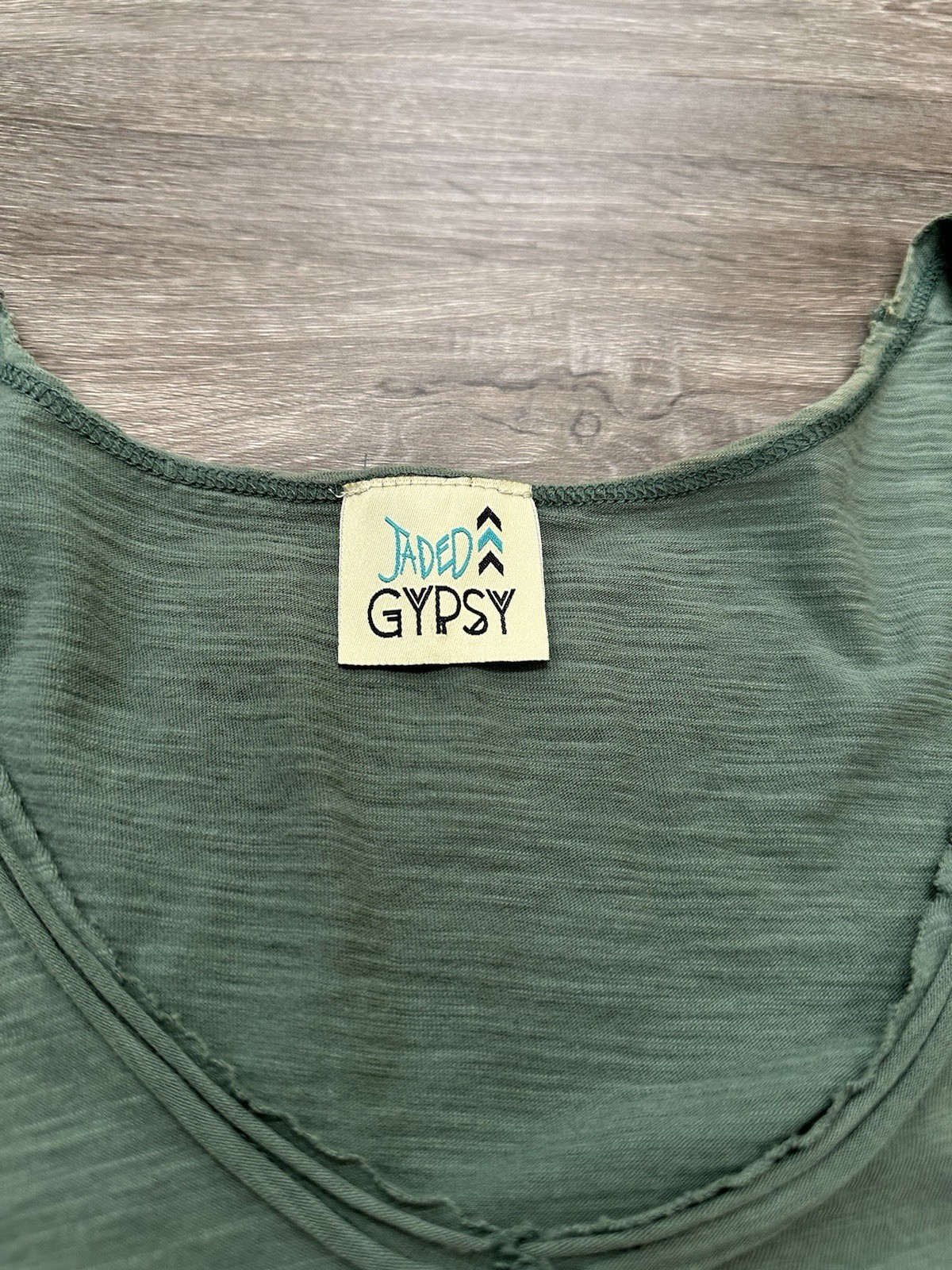 Jaded Gypsy U2 Distressed Shirt S/M Bono Green Bohemian Celtic