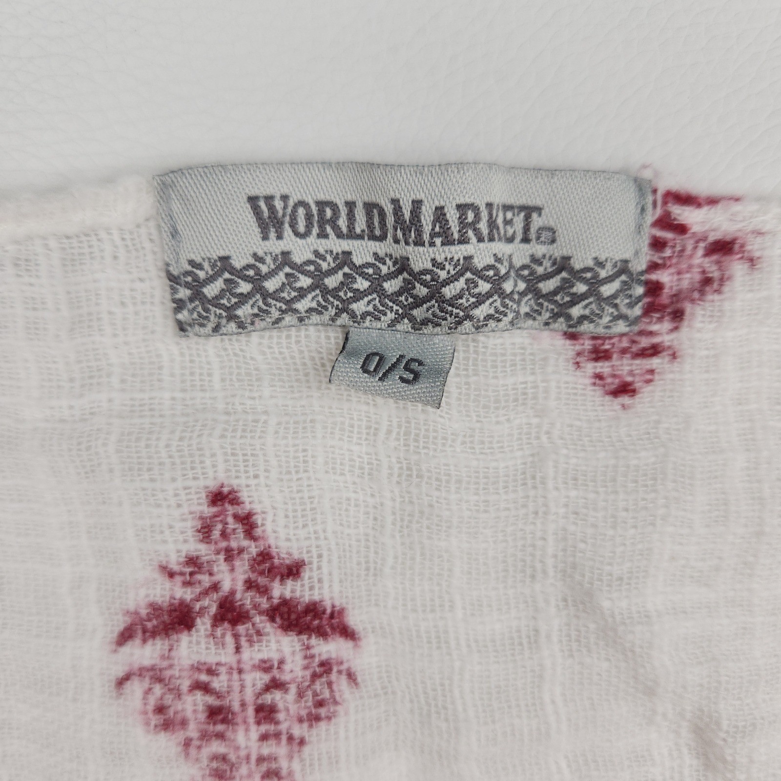 World Market Embroidered Gauze Kaftan O/S White Tassel Boho Festival Coverup