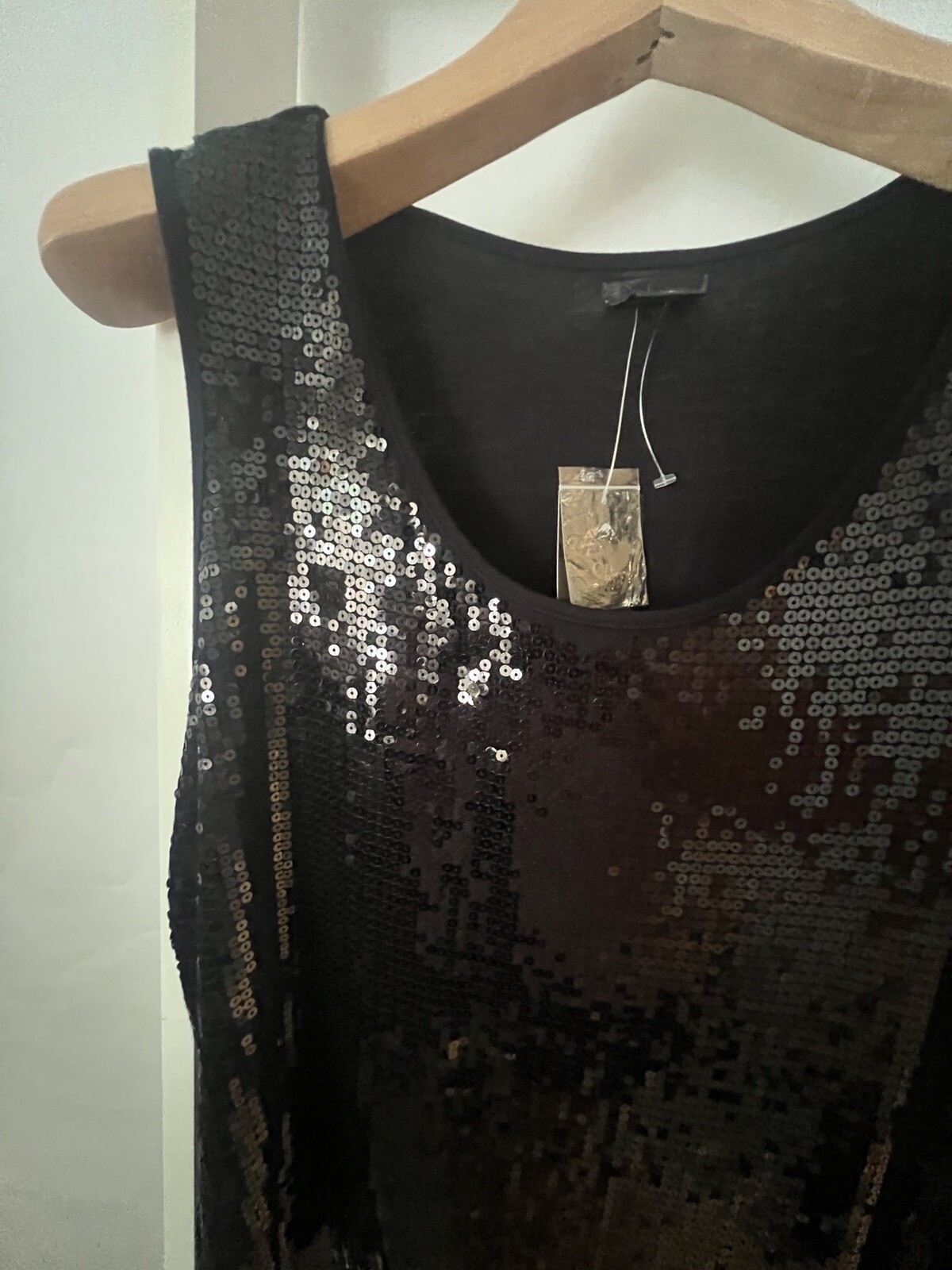 Dressy Tank Top Black Sequins Womens XL NEW Weddings Dates Nue Options SNCS2542B