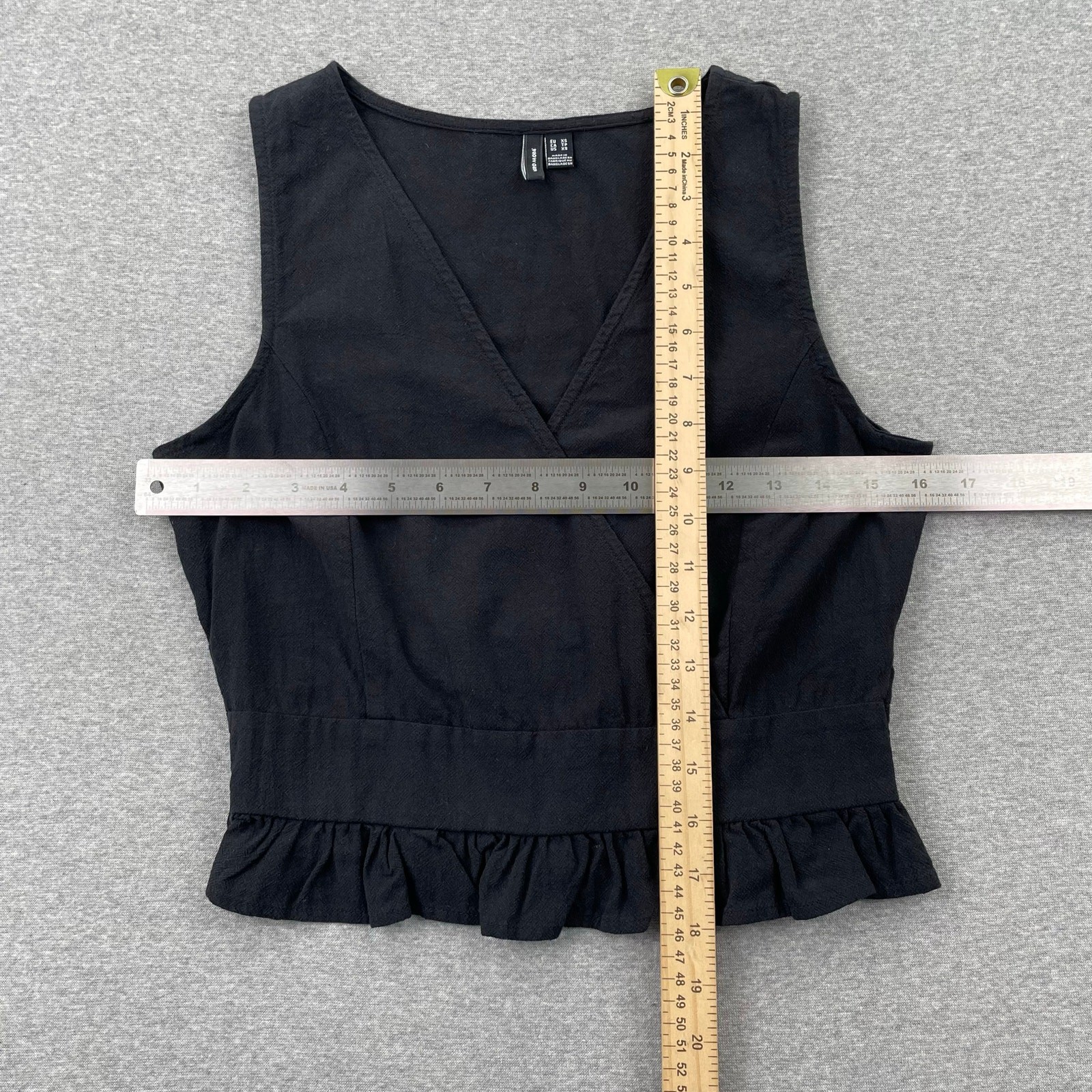 Vero Moda Ruffled Hem Tank Top Womens XS Black Scrunch Waist Cross Layered