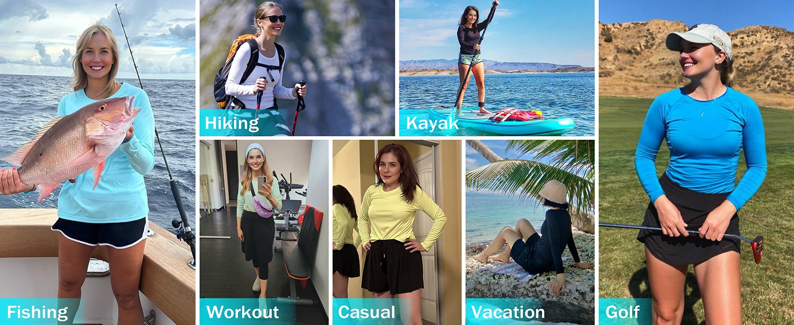 Women’s Long Sleeve Shirt Rash Guard UPF 50+ UV Sun Shirts Quick Dry Hiking Tops