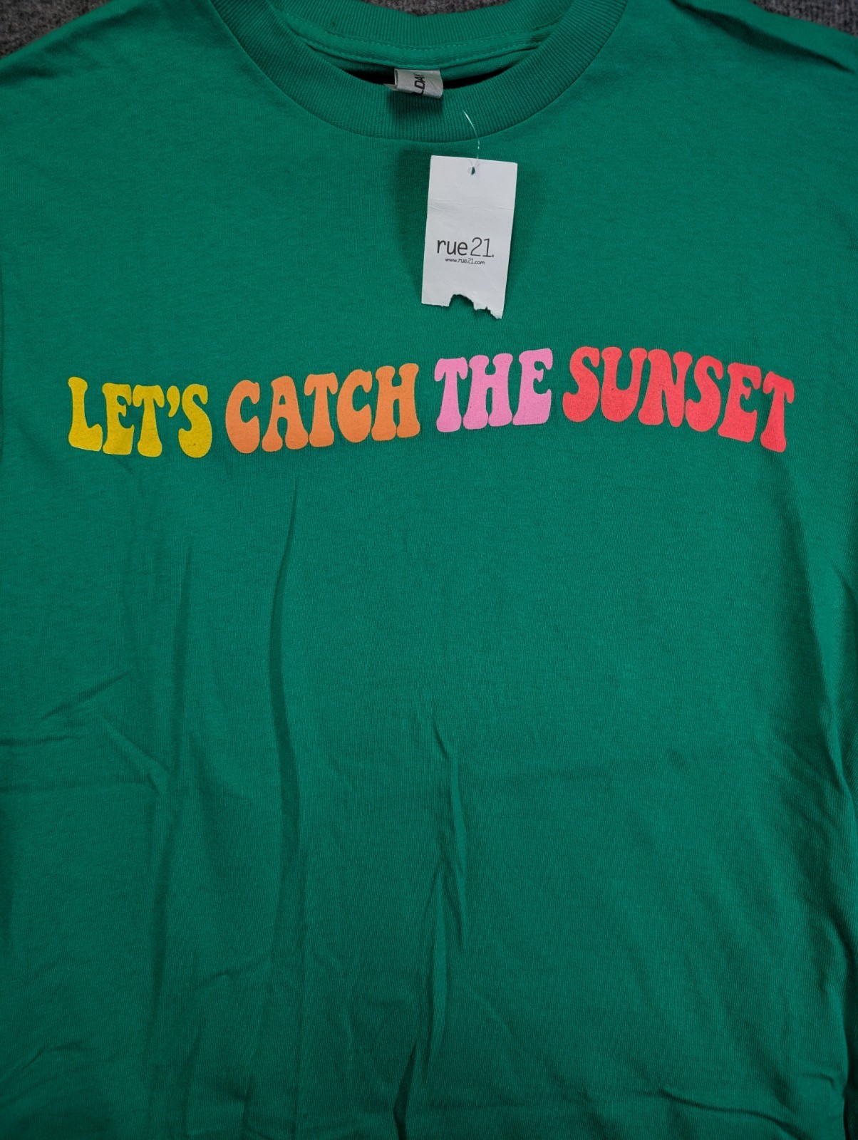 Rue 21 Green Graphic Tee Let’s Catch The Sunset Size S Ships Same Day*