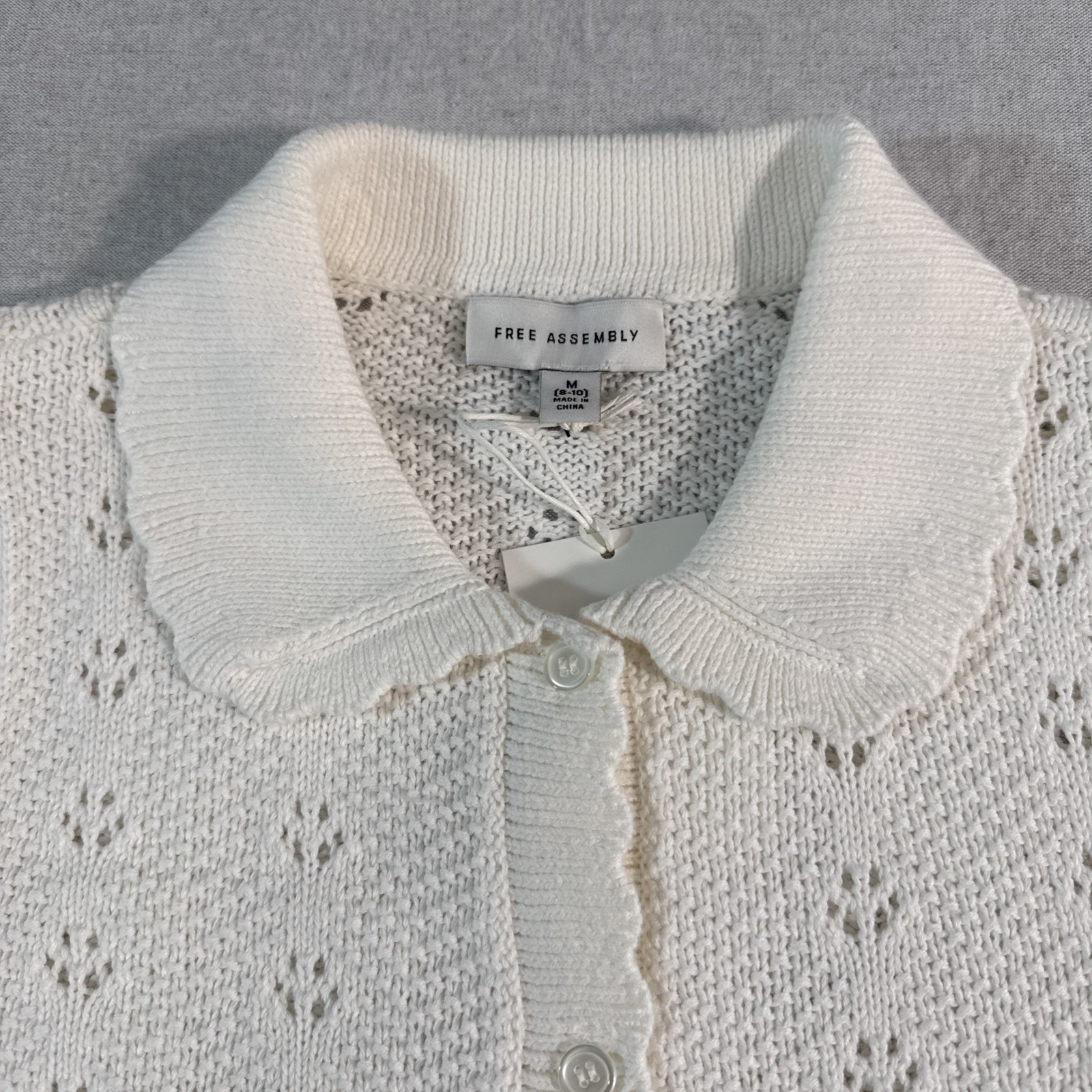 Cardigan M NWT Whimsical Crochet Eyelet Puff Sleeve Cottagecore Coquette Grandma