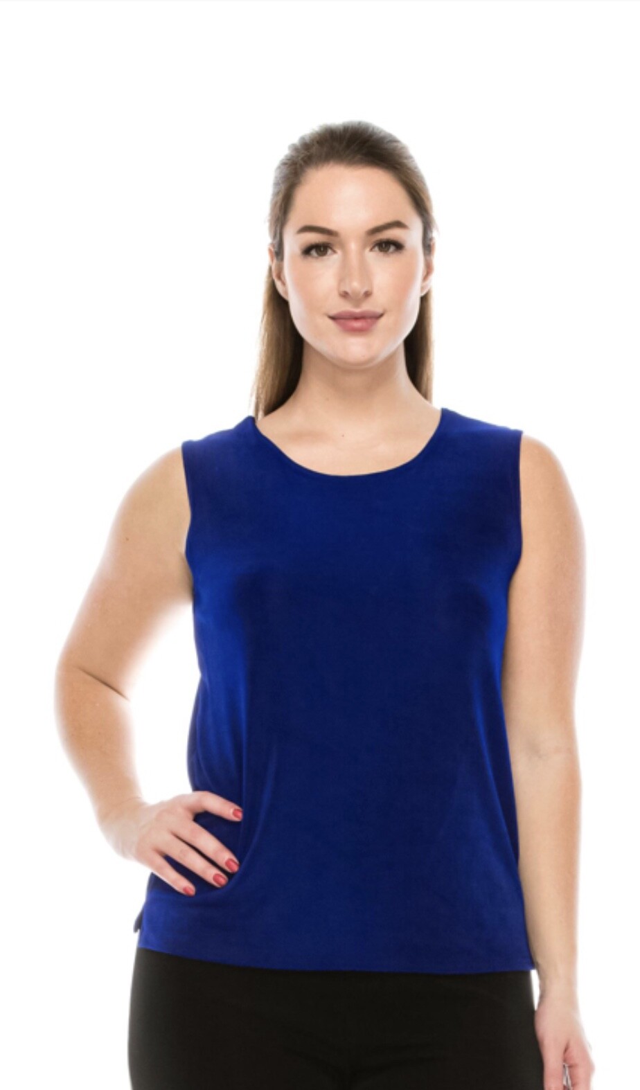 JOSTAR ACETATE Spandex SLINKY Knit TANK TOP Stretch Royal Blue S M L XL 2X 3X