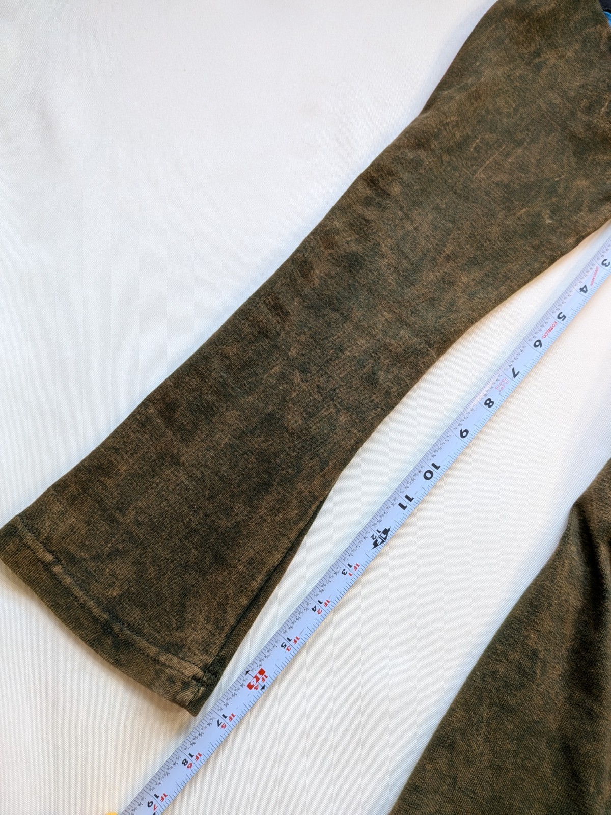 Embroidered Long Hoodie Green Floral Zip Nepal Boho Grunge Artsy Size L *Flaw