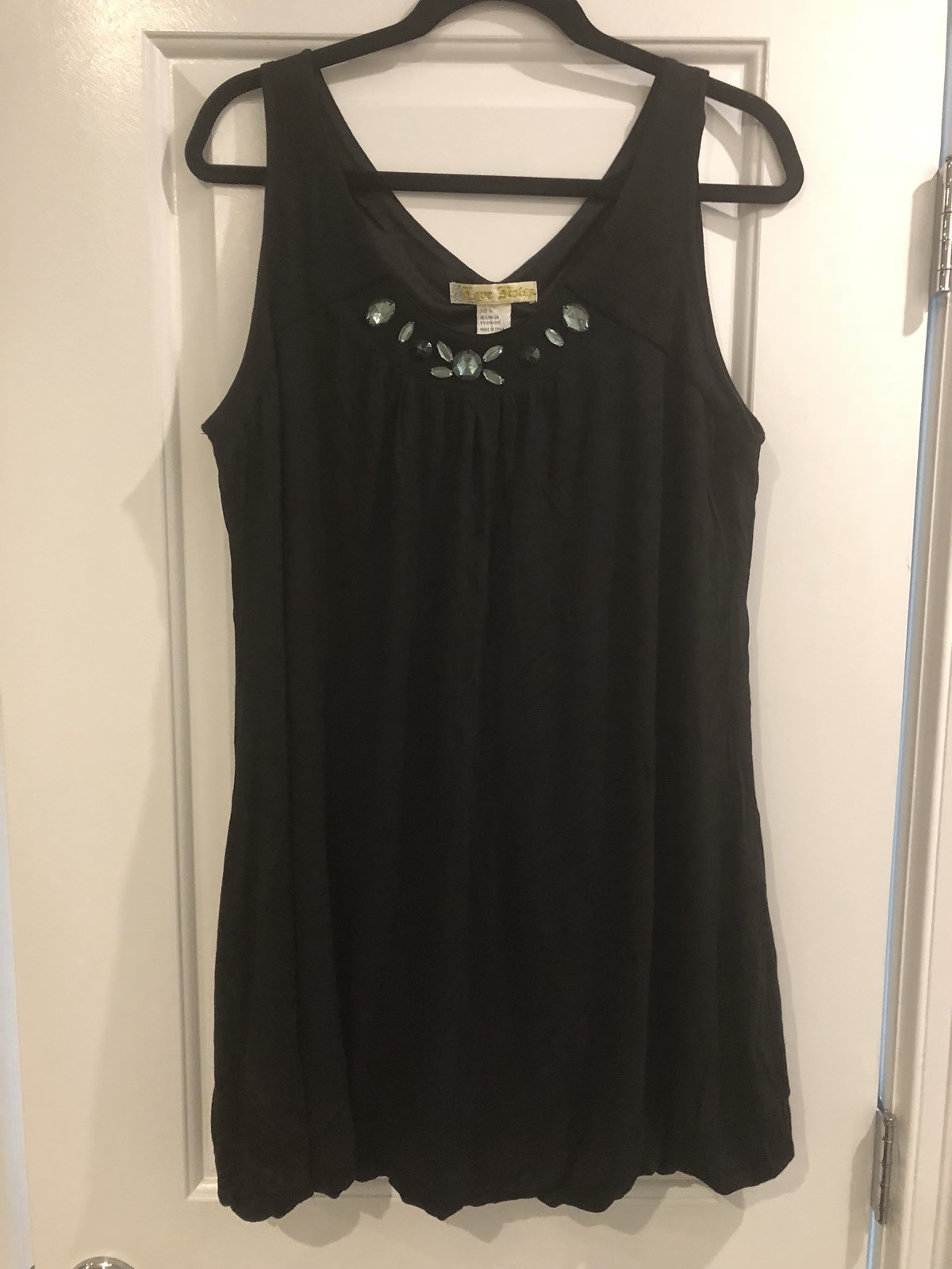 New With Tags Love Notes Size XL Black Bubble Sleeveless Blouse With Rhinestones