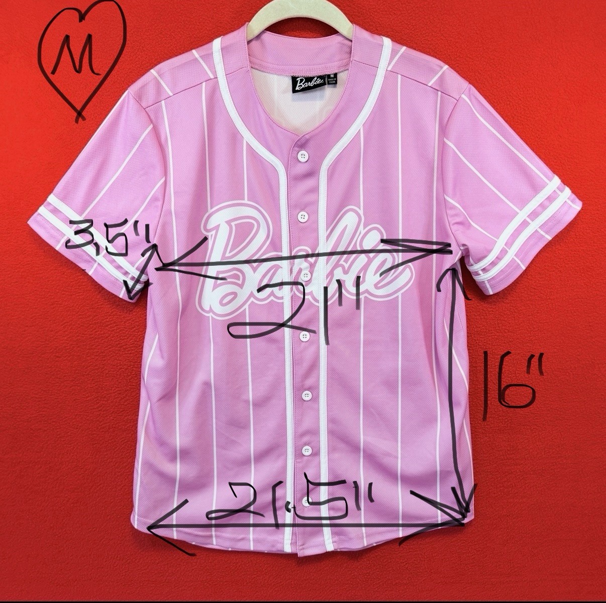 BARBIE … LIVING THE DREAM 1959 … Baseball Jersey … Pink … Size M … NEW