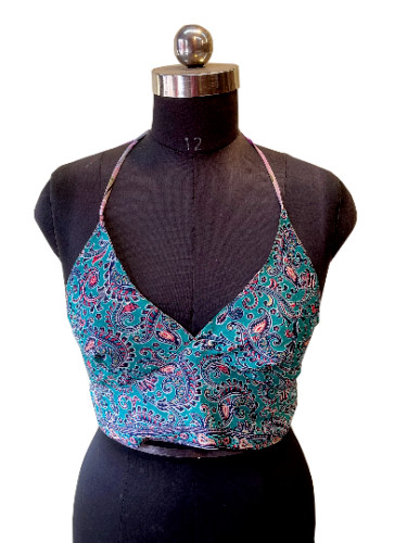 Wholesale 10 PC Of Indian Vintage Silk Sari Halter Crop Tops Retro 60s Clothing