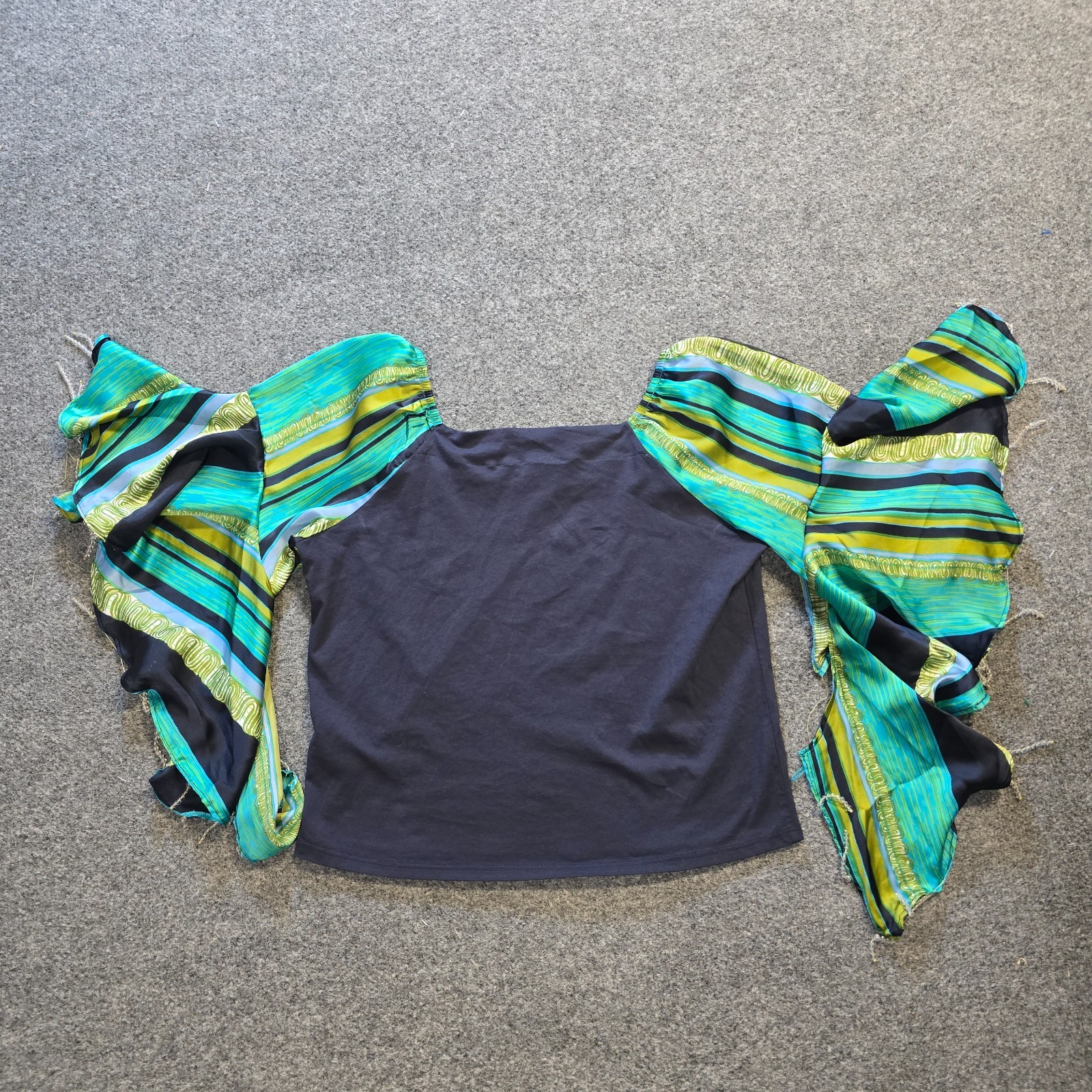 TINY Top Womens Size Medium Blue Green Beaded Flowy Festival Hippie Casual Boho