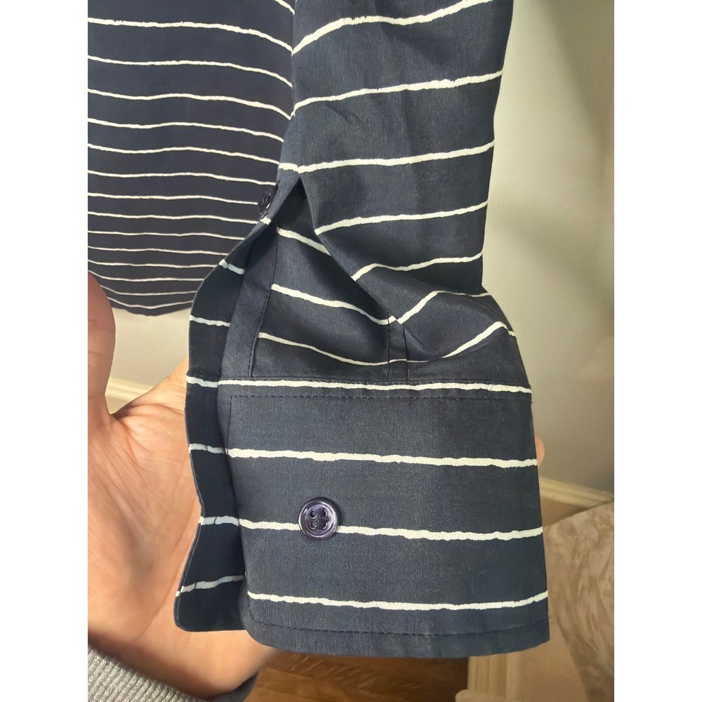 AG Adriano Goldschmied Navy Striped Button Down Shirt ENS8348 Small NEW