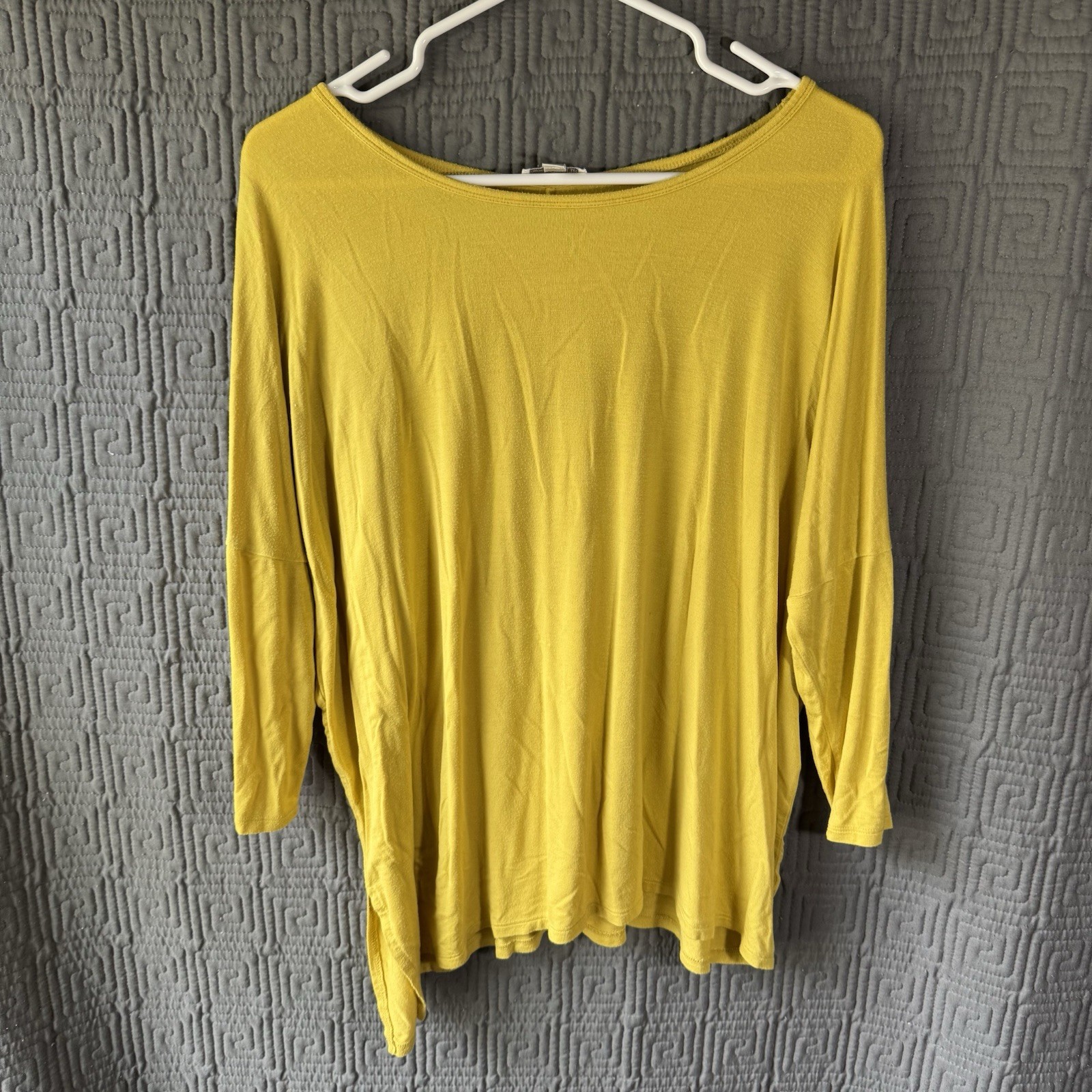 Charming Charlie Women Tunic Top Mustard Yellow Boat Neck Dolman Sleeve Size S