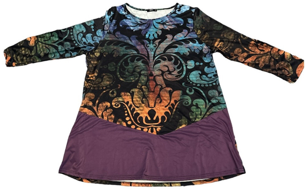Firmiana Lily Blouse Women’s Sz 4XL Multicolor Stretchy Poly Spandex Blend
