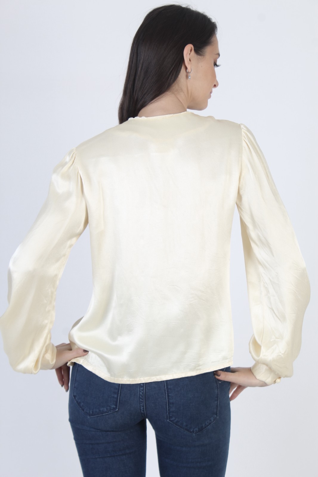 Vtg Gunne Sax Blouse Embroidered Jessica McClintock Satin Prairie Top Tunic