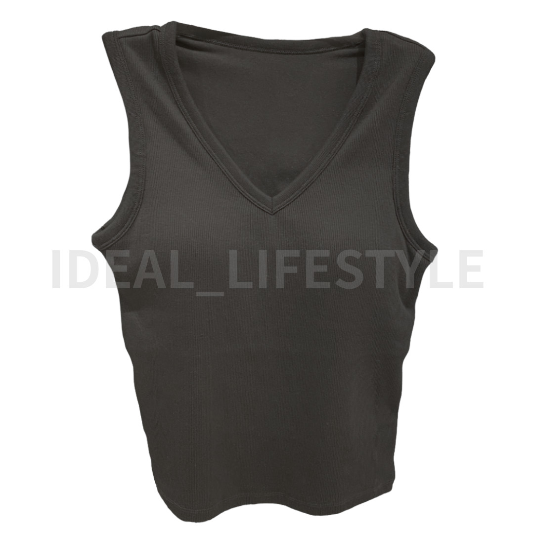 UNIQLO V-Neck Sleeveless Bra Top S-4XL with-Cups Tank Women 482330 NWT