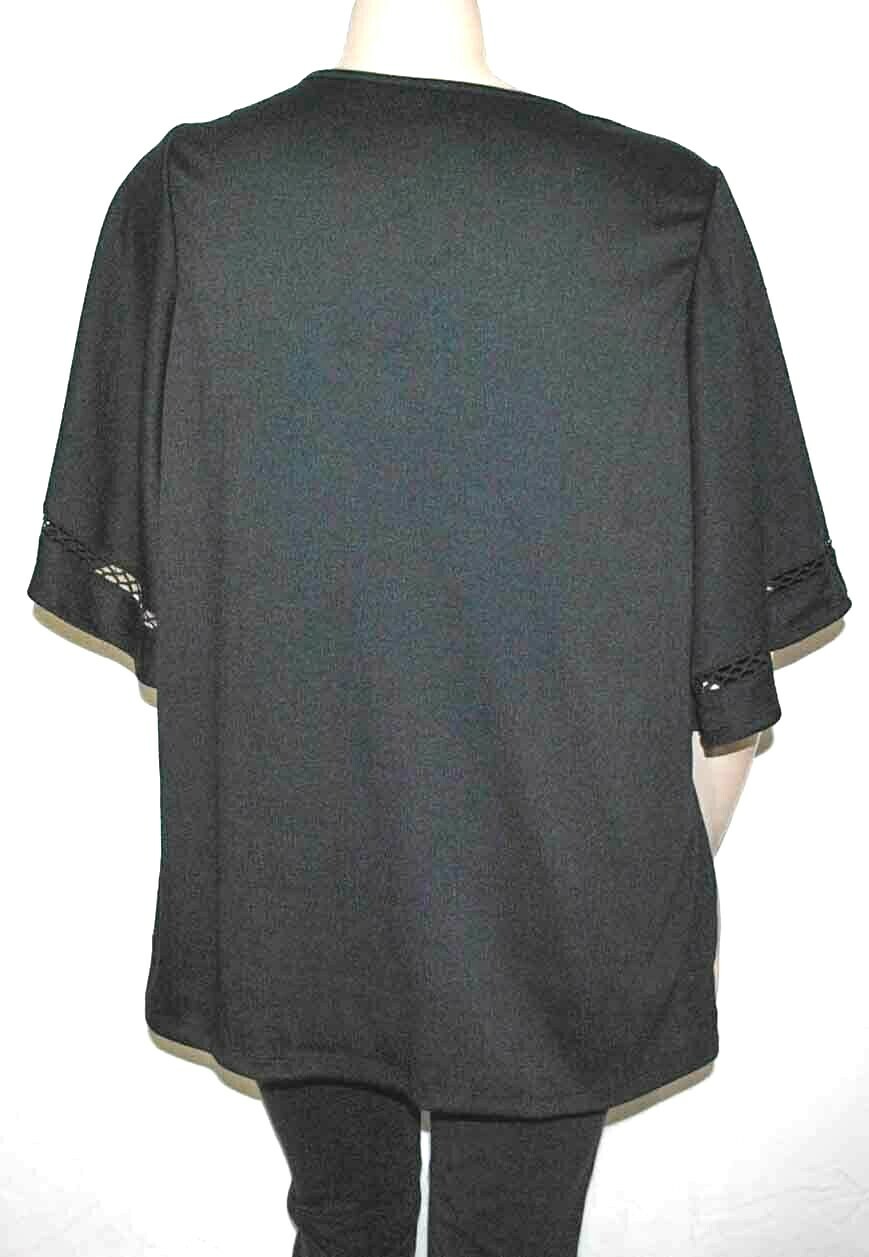 Haute Hippie Tribe Print or Solid V-Neck Peasant Top, Black 1X A395834