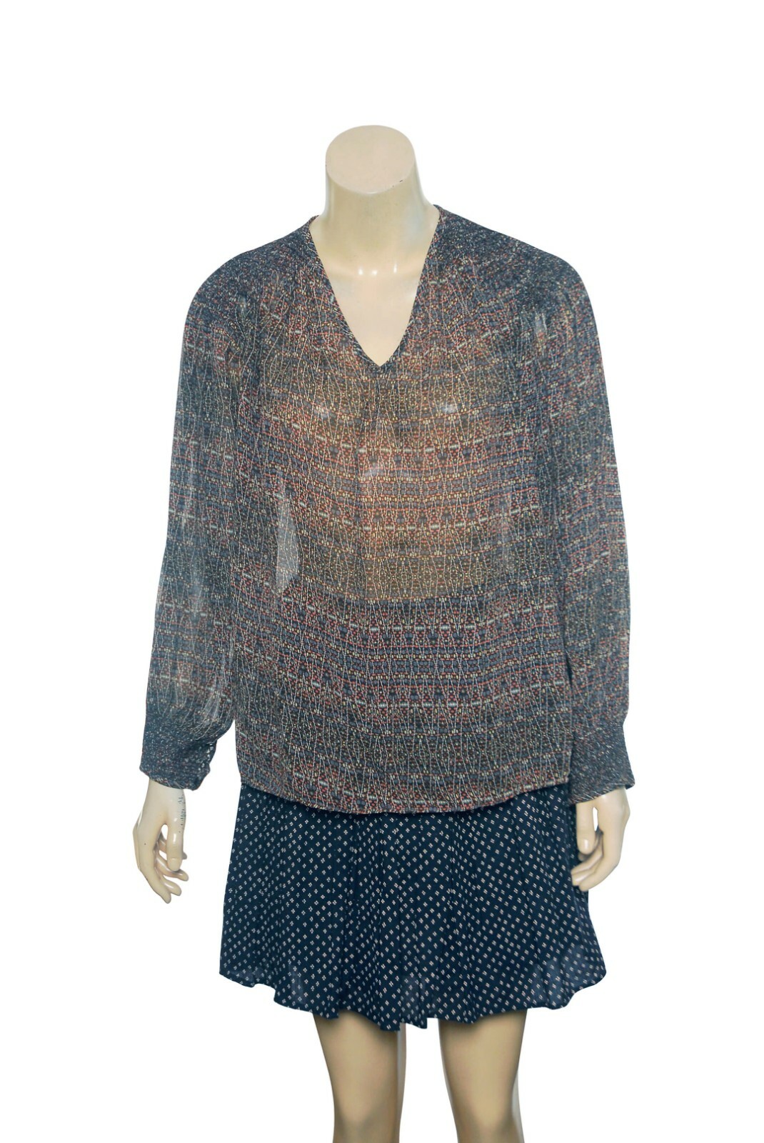 Isabel Marant Printed Top M 38 Women Casual Long Sleeve Peasant Blouse NEW 26893