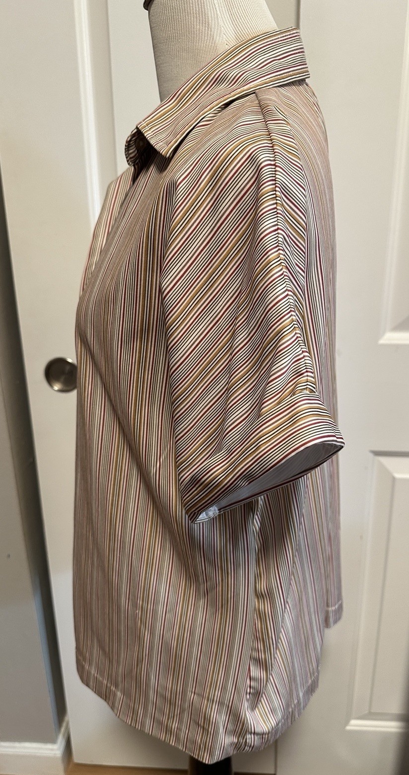 Jack Winter Knitsport Vintage Button Up Collard earth tones Stripes 18