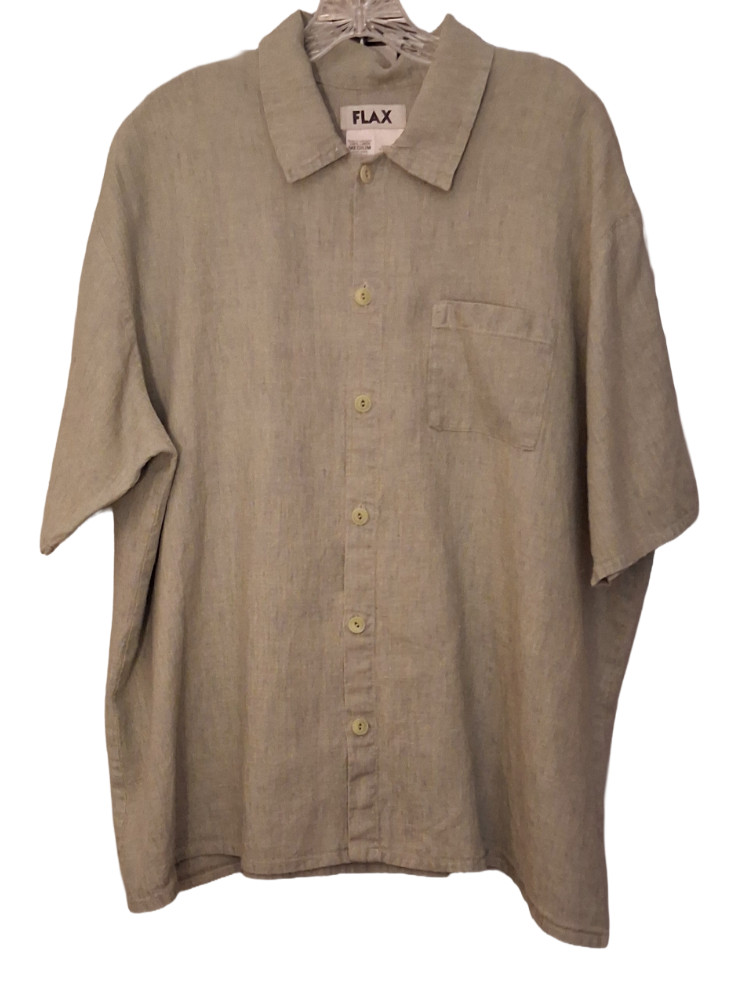 Women’s Light Green FLAX Size M Camp Shirt Medium Weight Linen Oversized style