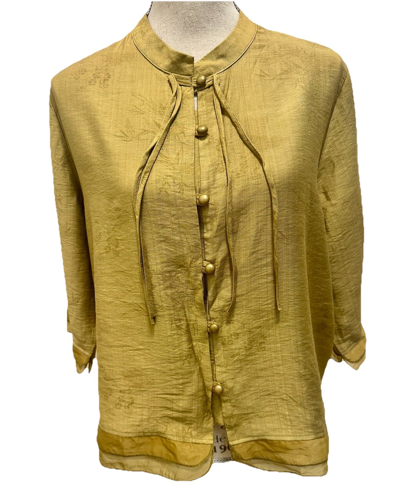 Asian Style Boxy Silhouette Easy Drape Blouse Mandarin Collar Modern Mandarin XL