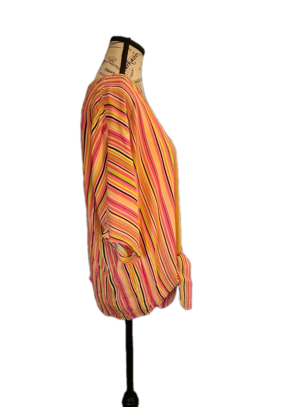 Seven 7 Brand Women’s Medium Top Blouse Multicolor Striped Tie Front Rayon Boho