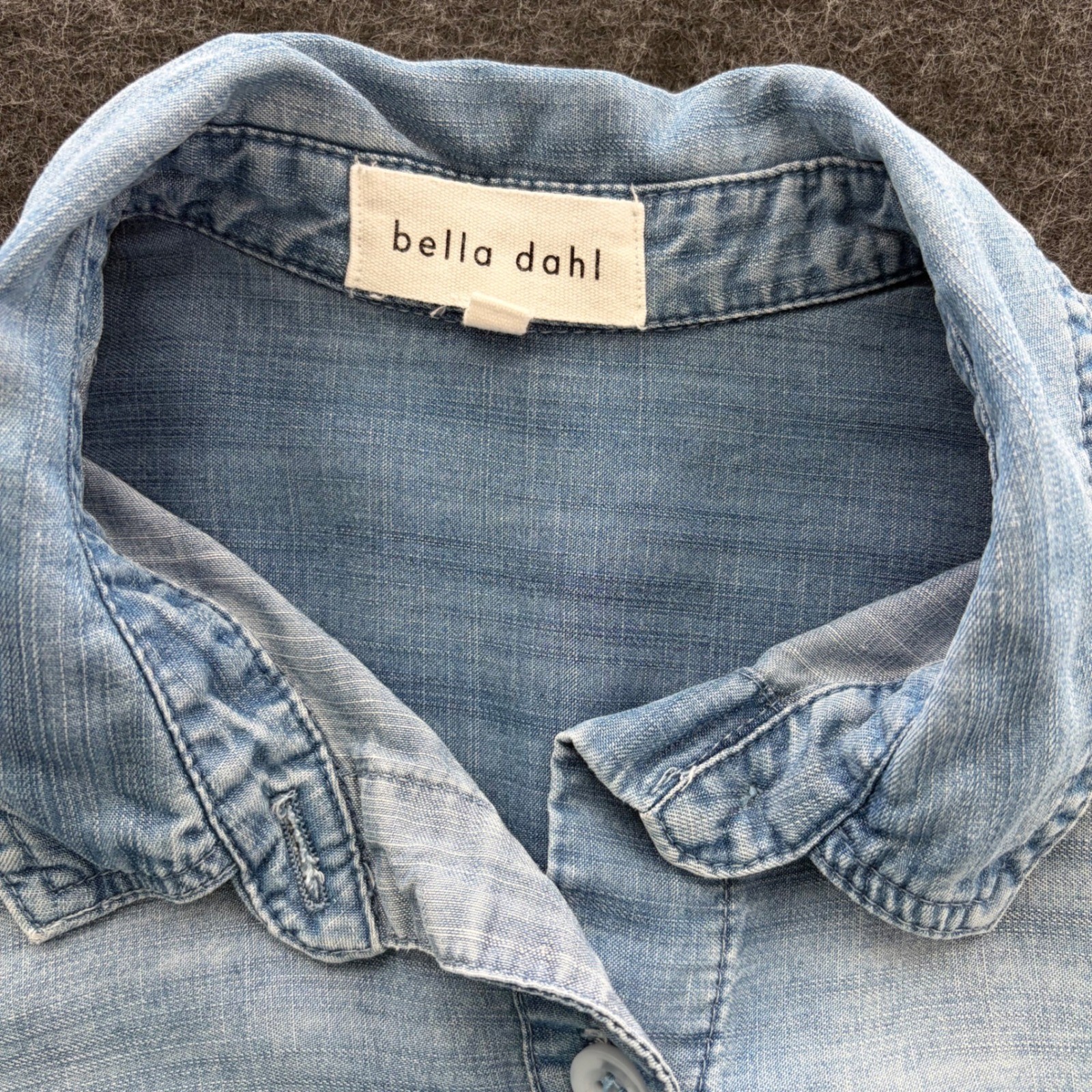 Bella Dahl Womens Blue Tencel Lyocell Cropped Chambray Denim Shirt Small