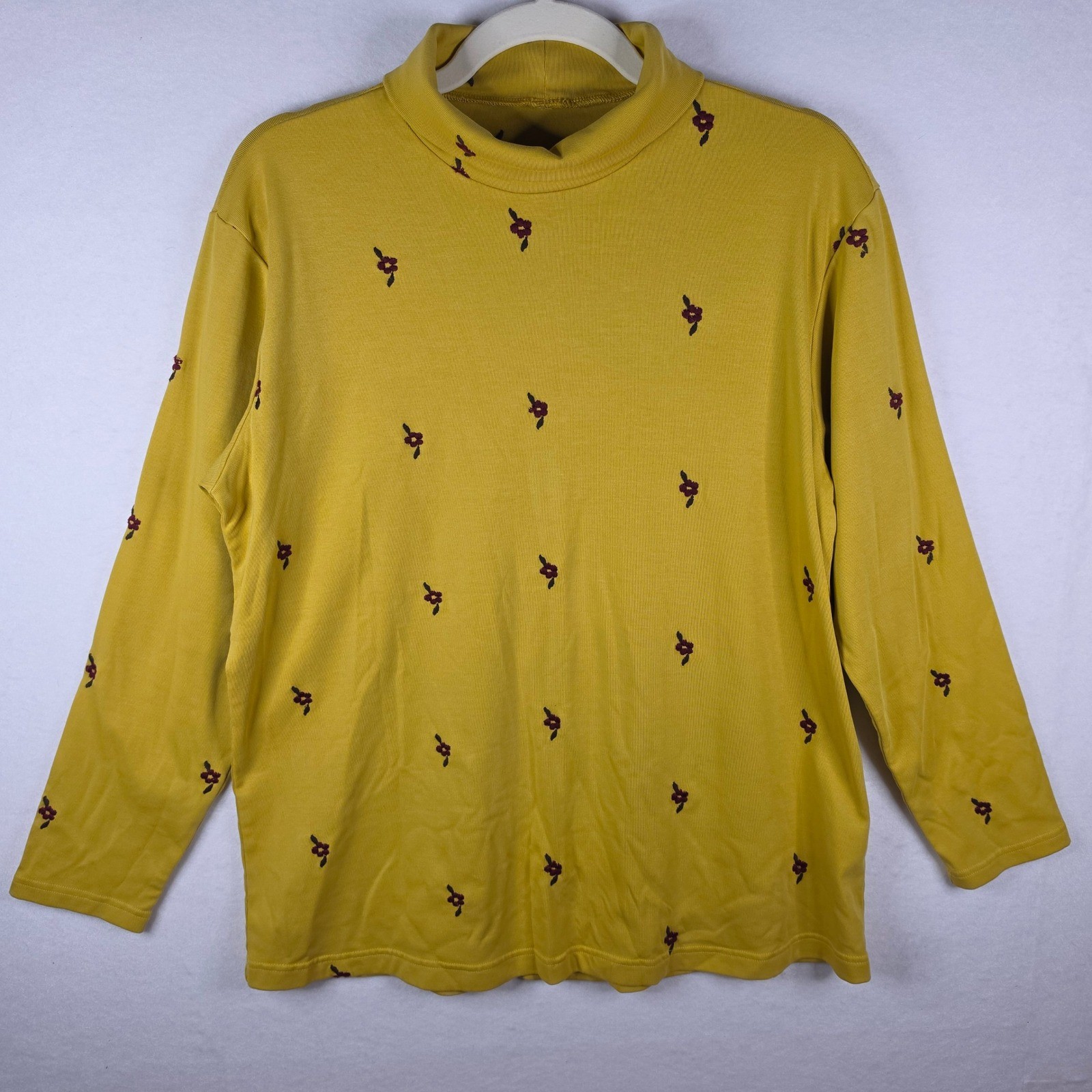 Supremes Floral Mock Neck Top One Size Yellow Retro K-Fashion