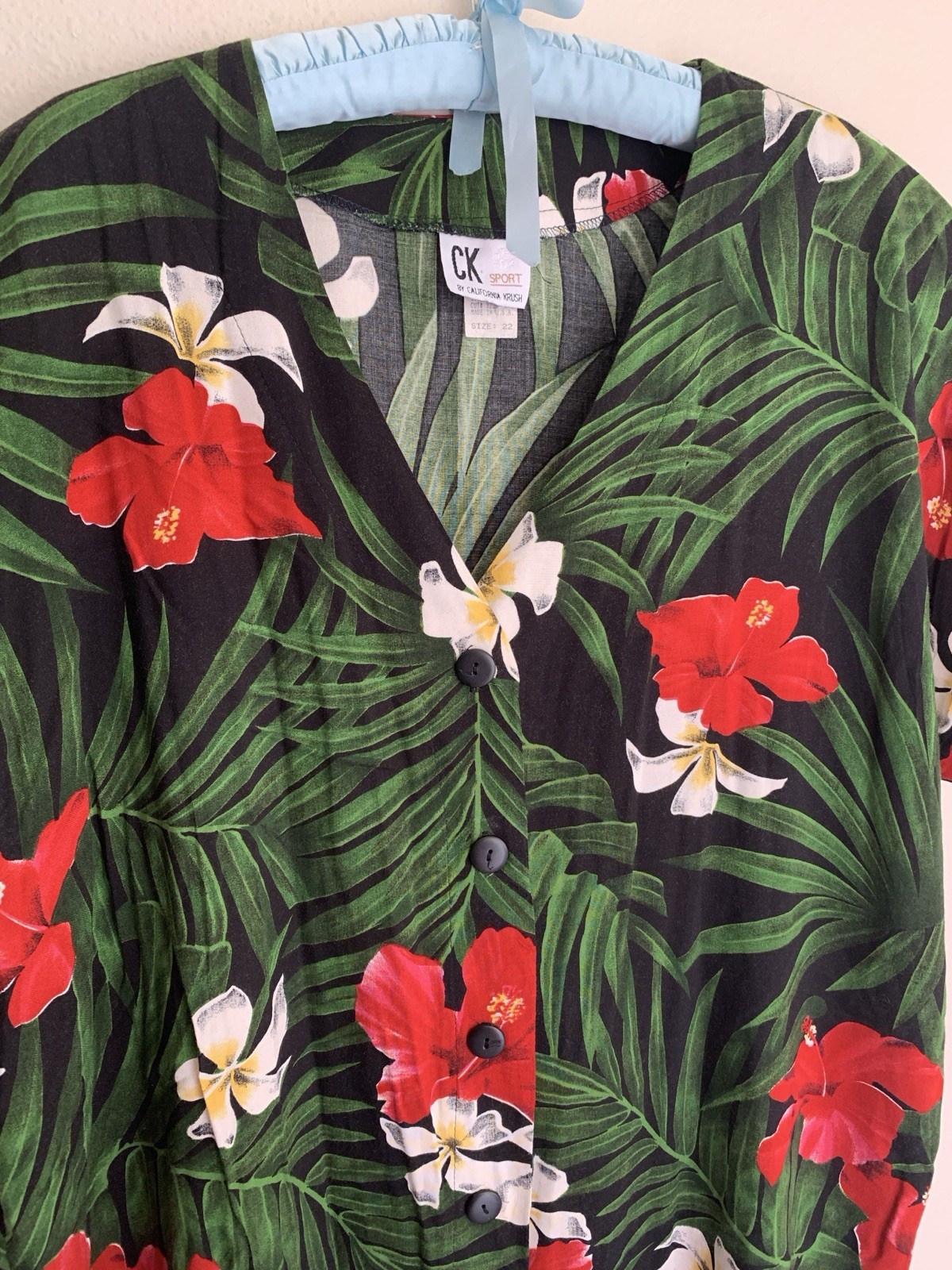22 Vintage California Krush Hawaiian Button Shirt Sport Jersey 80s 90s Floral