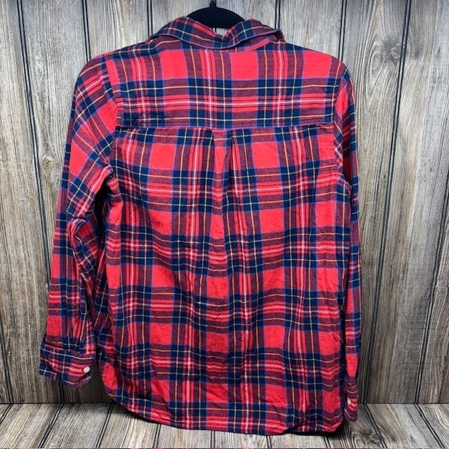 Old Navy Womens Classic Plaid Flannel Shirt Red Blue Yellow Size M