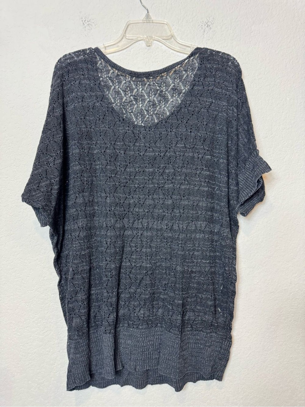Maurices Charcoal Black Openwork Knit Scoop Neck Tunic Women’s Plus Size 2X
