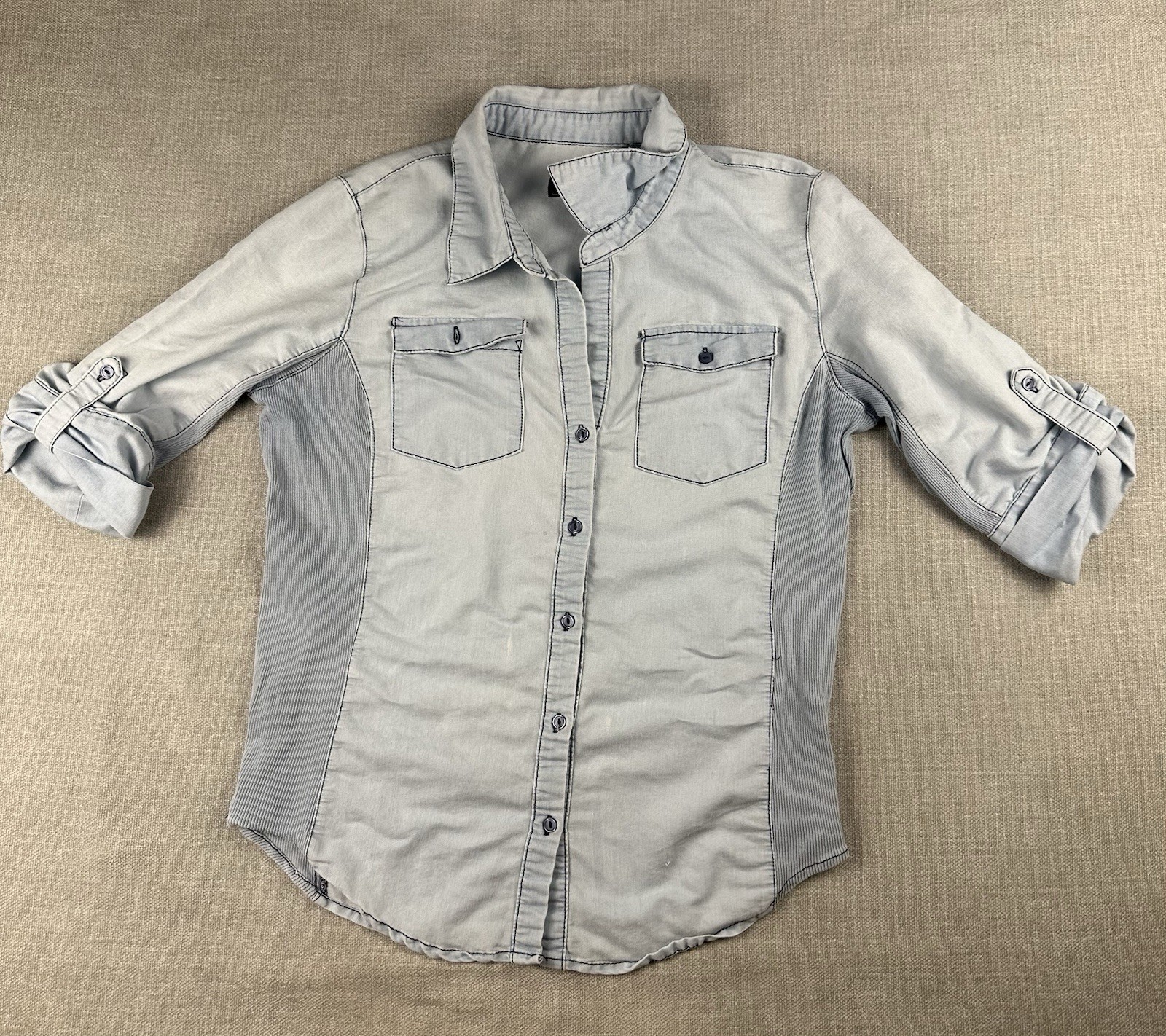 Cavalini Women’s Shirt Large Like Denim Roll Up Outdoor Gorpcore Like Kuhl