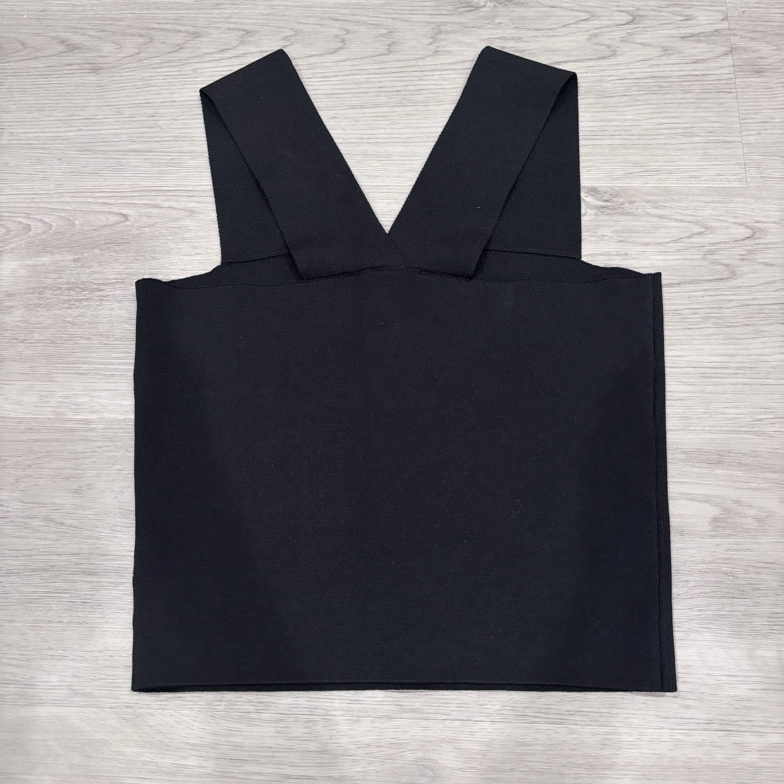 House of Harlow 1960 Tank Top Womens S Black Ribbed Cross Back Crop Minimalist