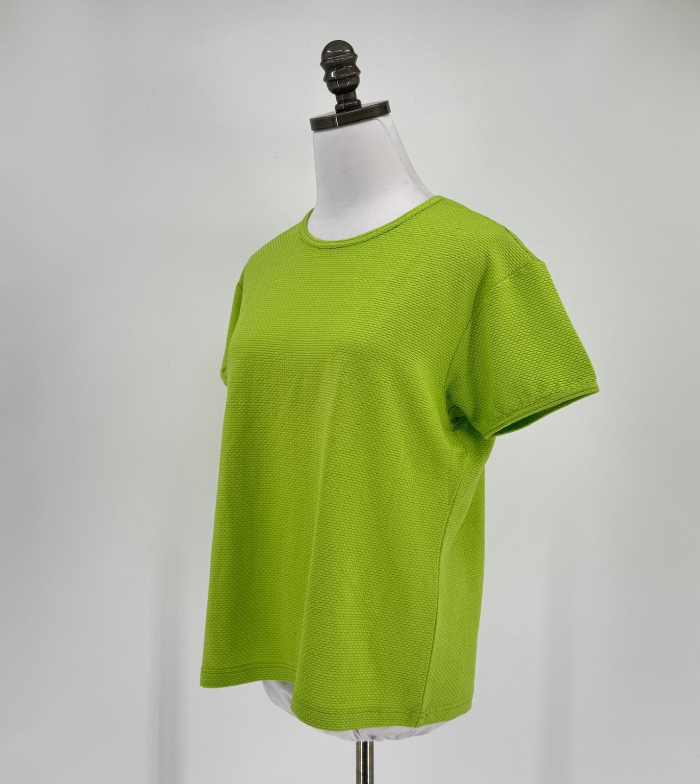 Shanghai Tang Womens Green Silk Blend Stretch Textured Short Sleeve Top Sz XL