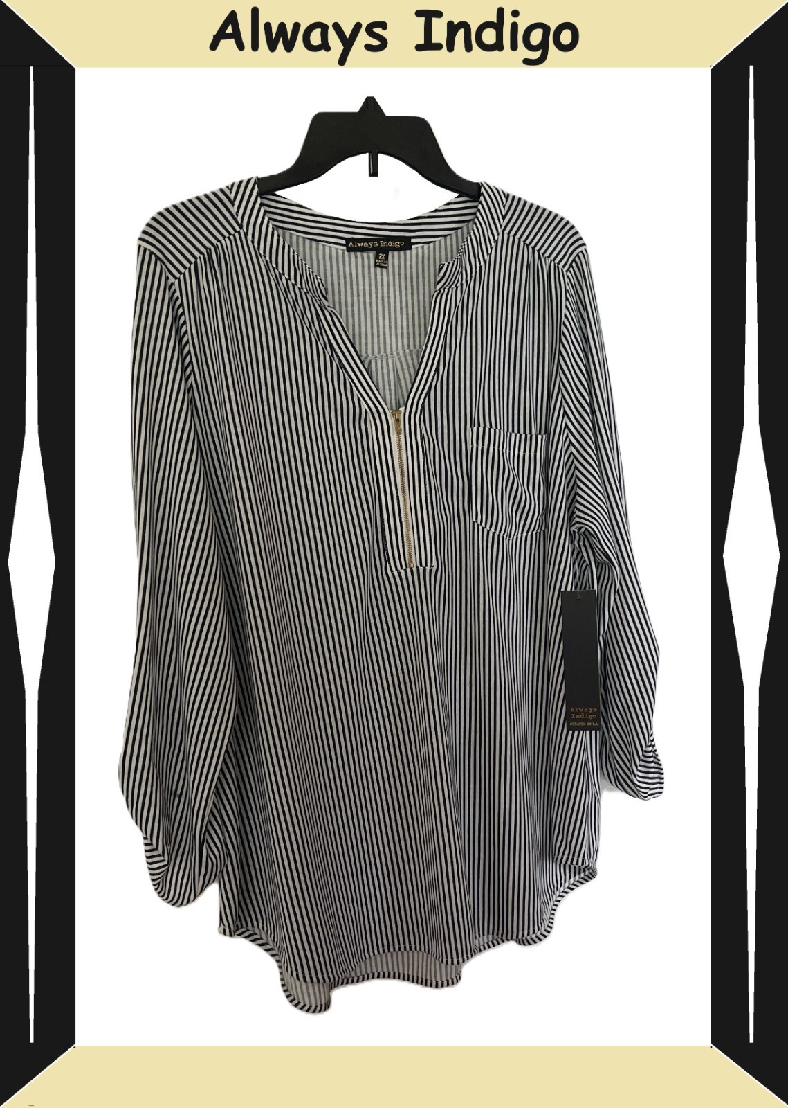 ➡️(New) Always Indigo Very Stylish Woman’s Blouse (Size: 2X)