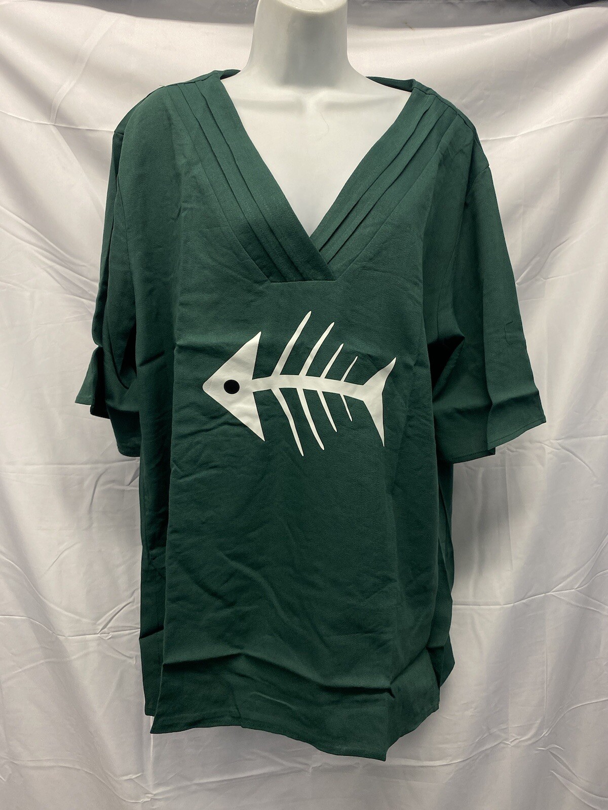 MissLook Women’s Fish Bone Blouse • Green • Size M
