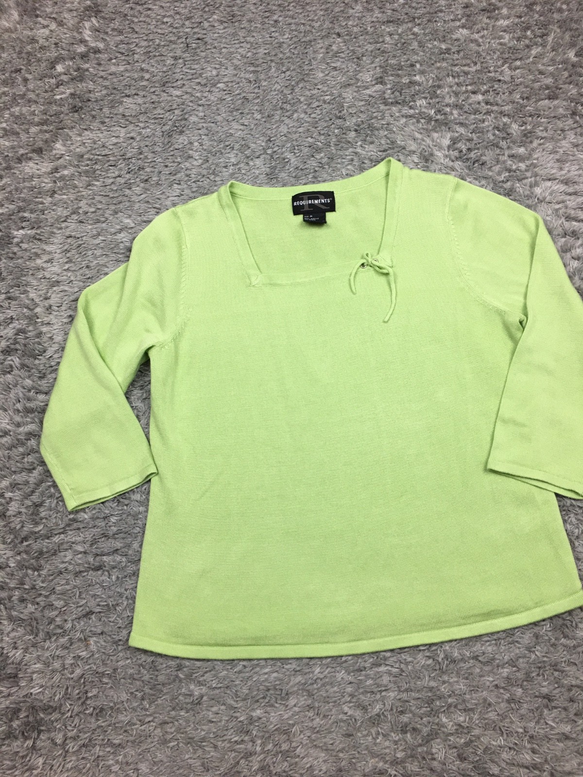 Requirements Square Neck Shirt Womens Size Medium Green 3/4 Sleeve