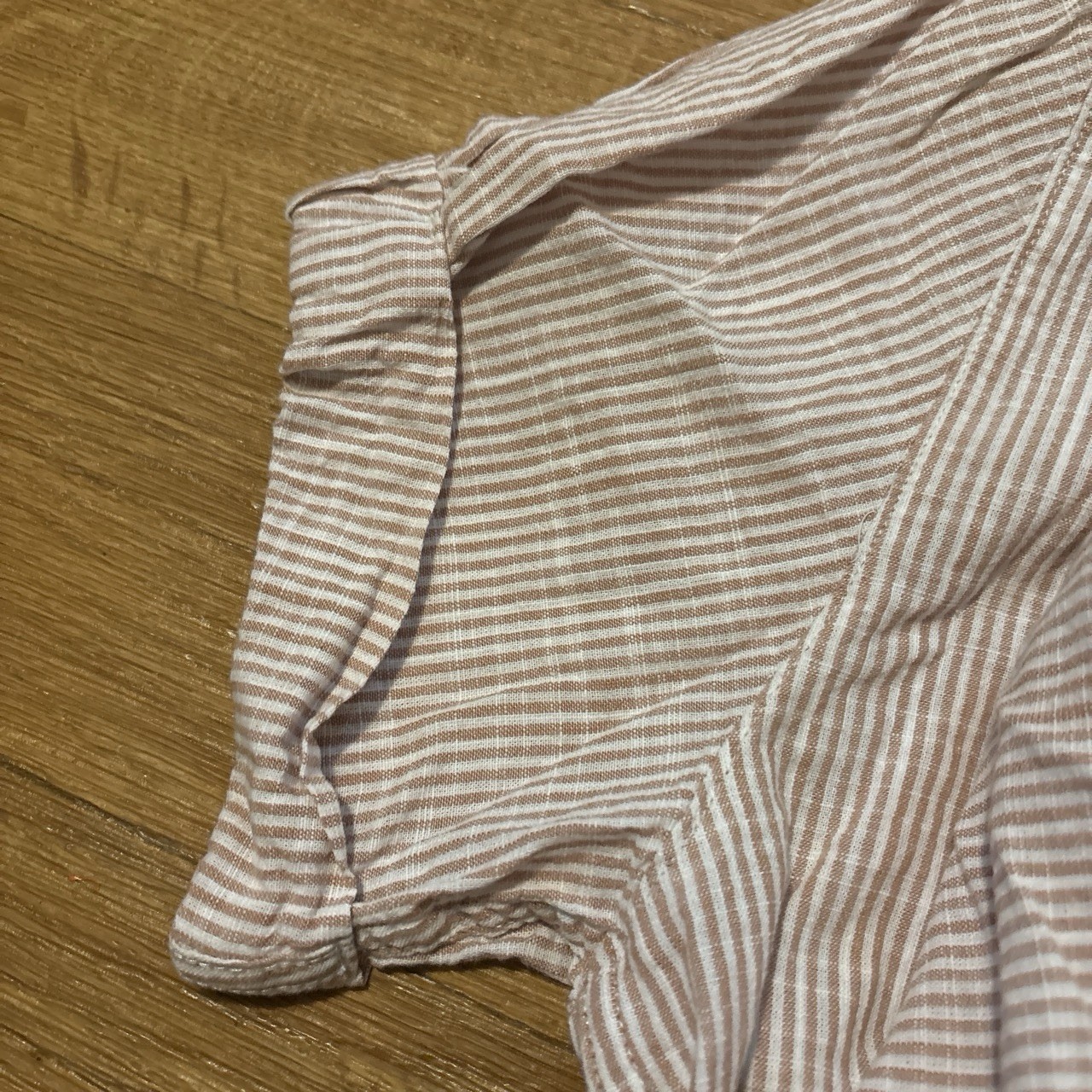 Lola River Blouse Short Sleeve Button Up Pink/White Striped Women’s Sz S