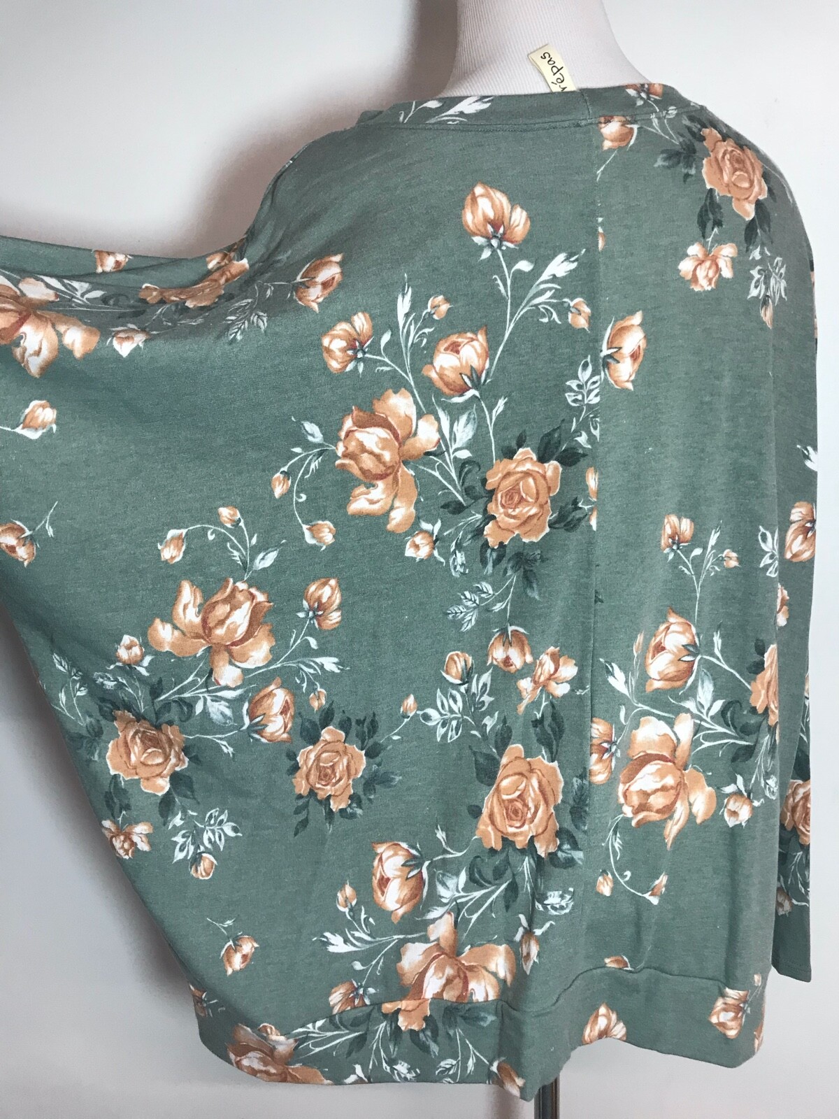 Crepas Ext PLUS Twist Banded Hem Dolman Cozy Knit Top Long Sleeve GREEN 4X 5X 6X