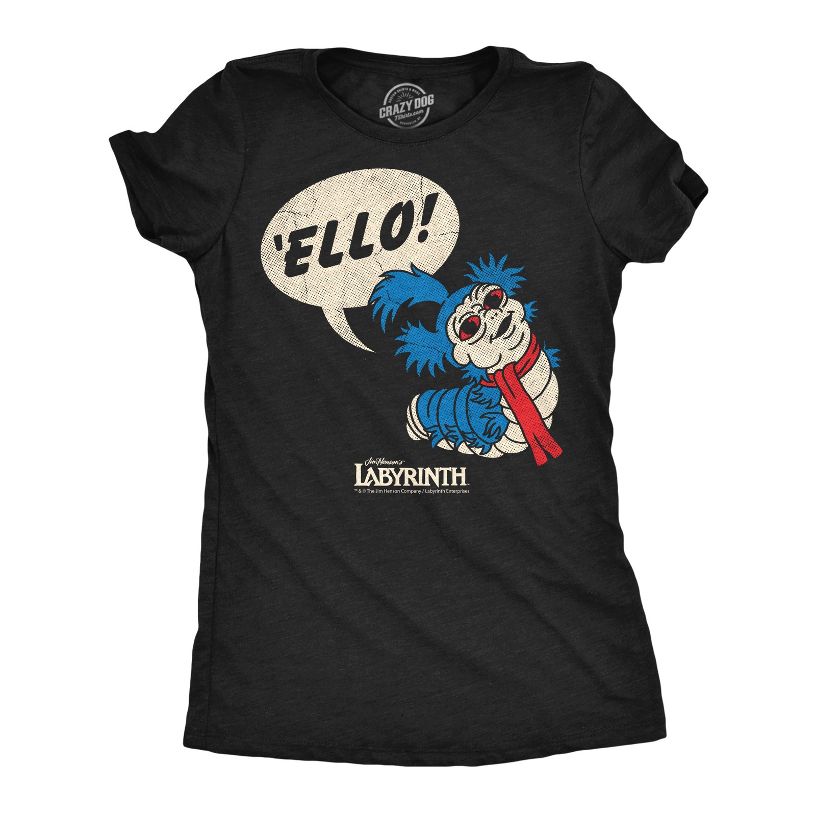 Womens Funny T Shirts Ello Worm Jim Henson’s Labyrinth Movie Tee For Ladies